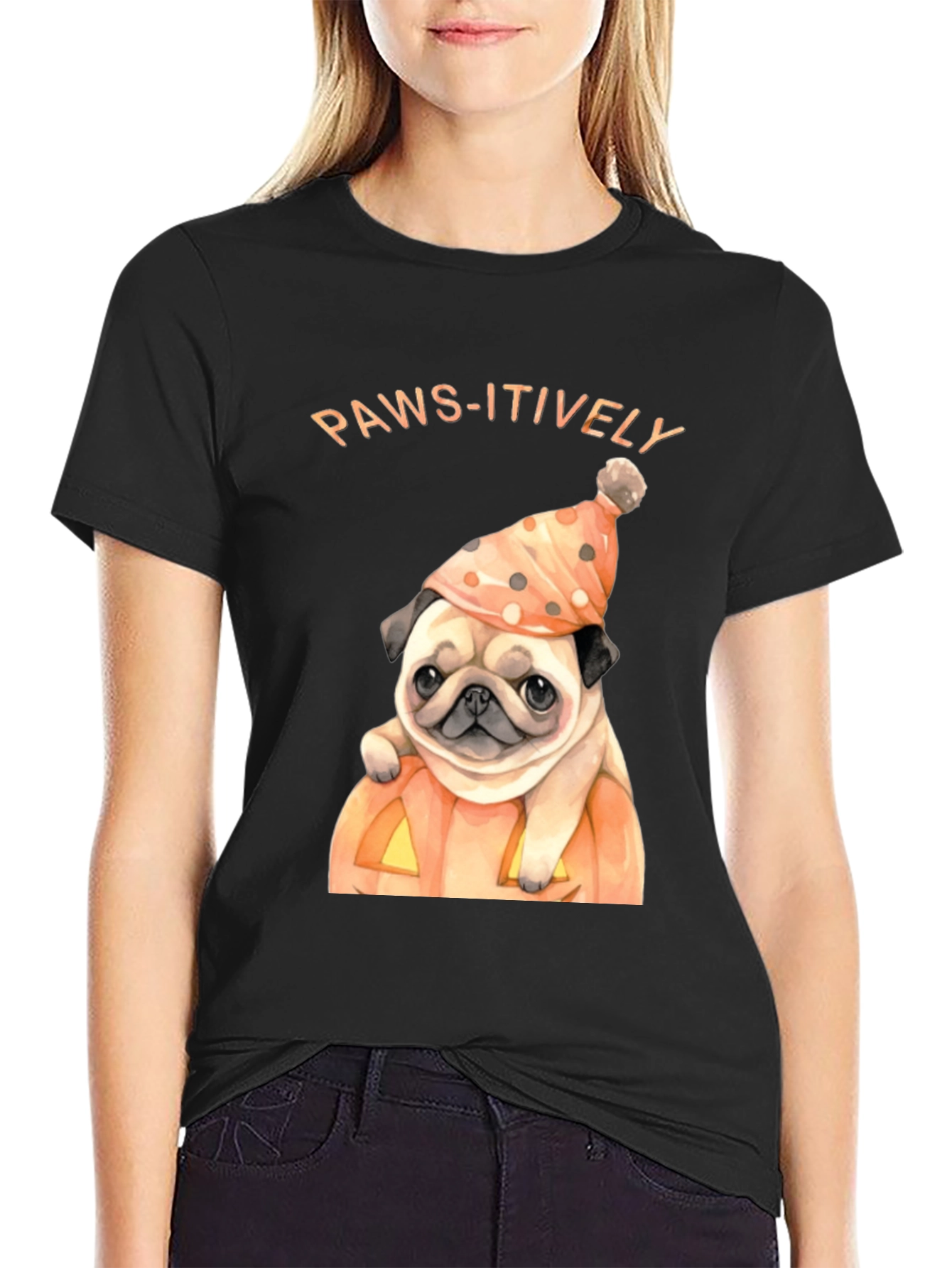 Paws-itively Halloween Pug T-Shirt