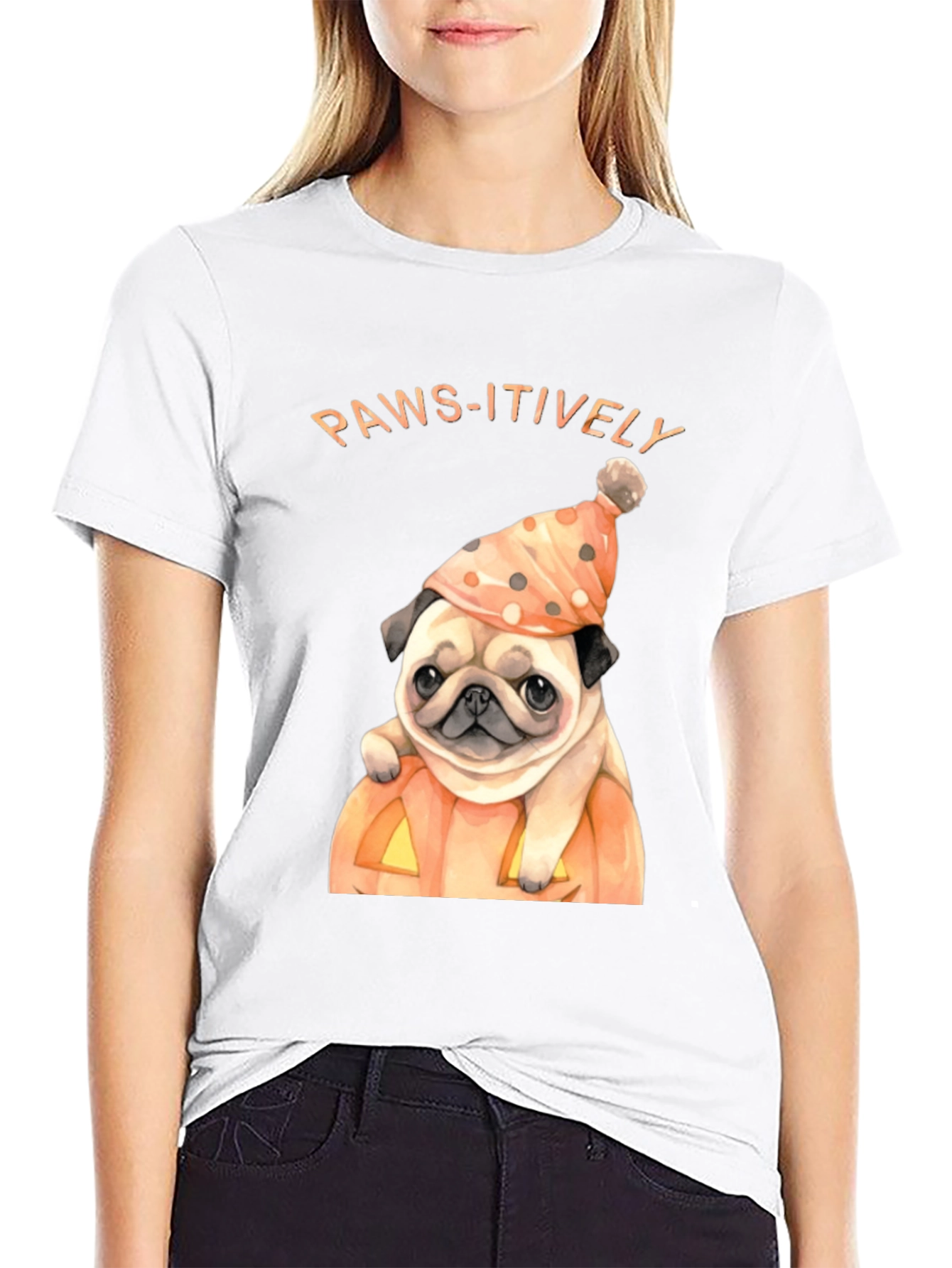 Paws-itively Halloween Pug T-Shirt