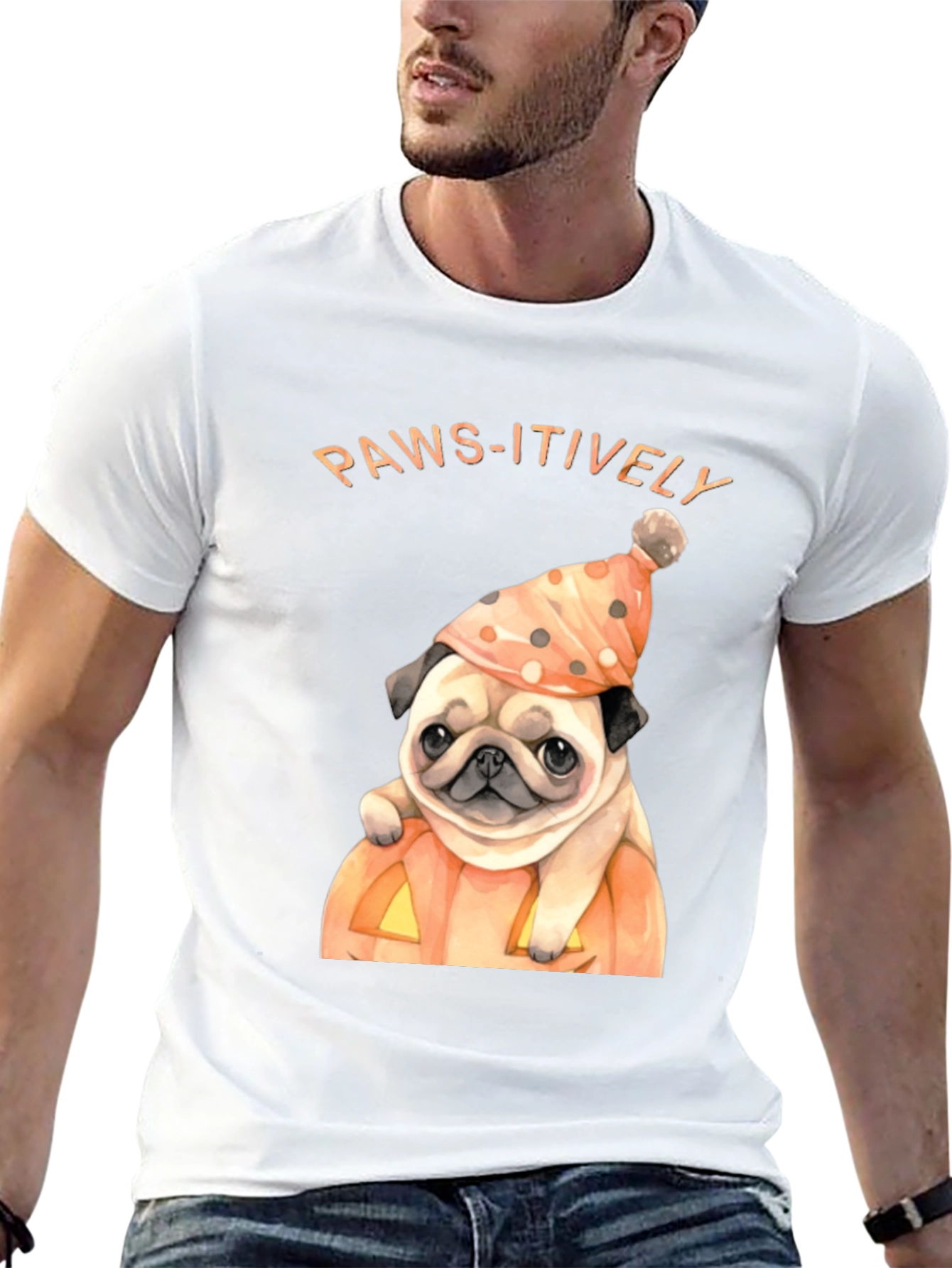 Paws-itively Halloween Pug T-Shirt
