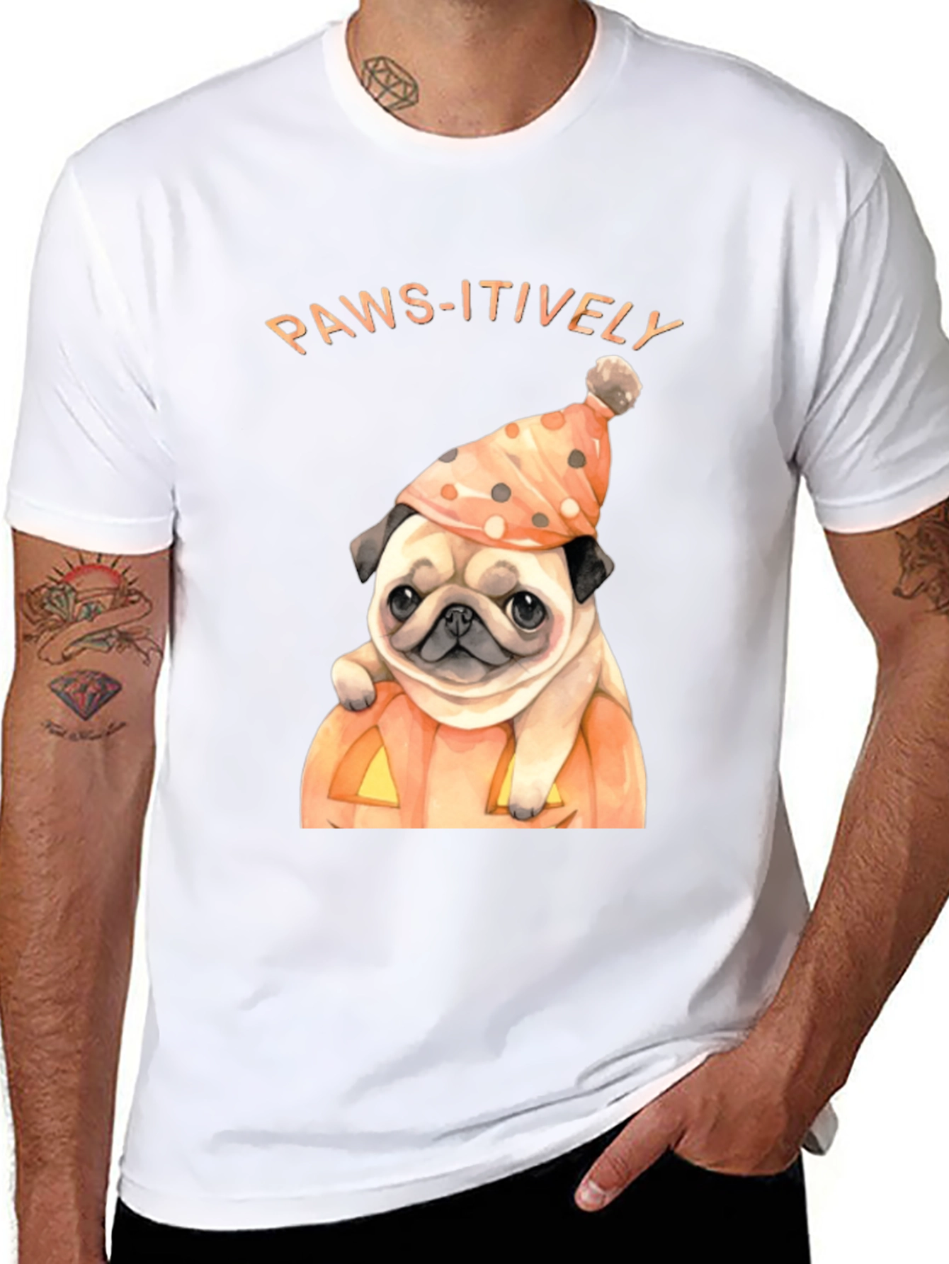 Paws-itively Halloween Pug T-Shirt