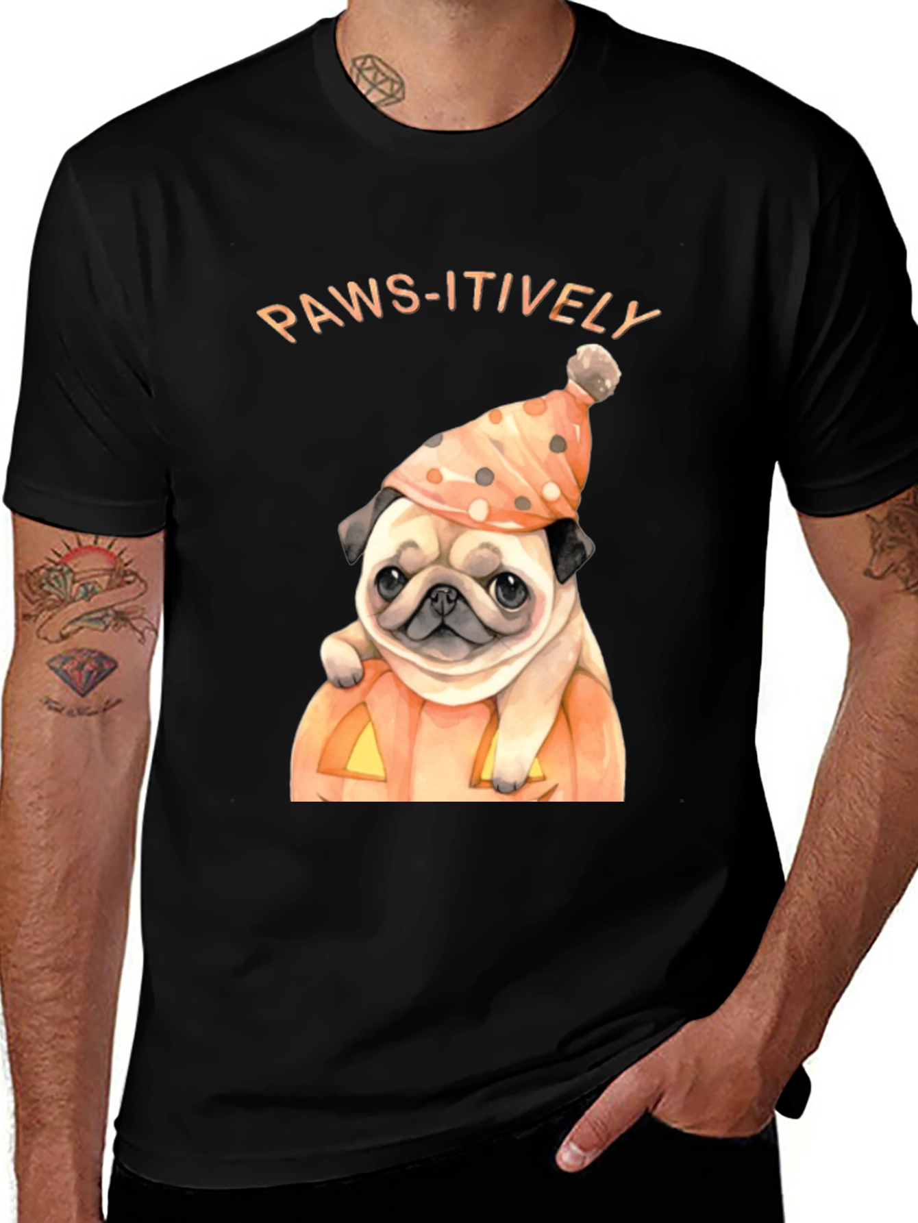 Paws-itively Halloween Pug T-Shirt