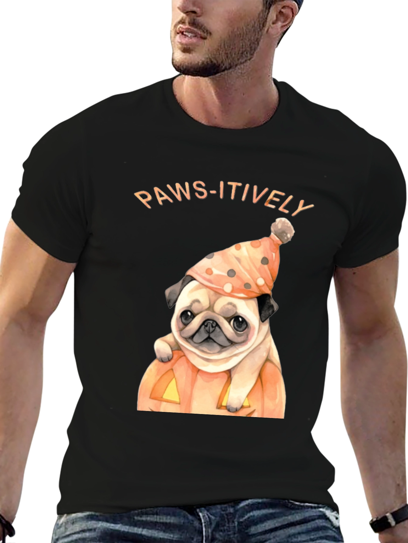Paws-itively Halloween Pug T-Shirt