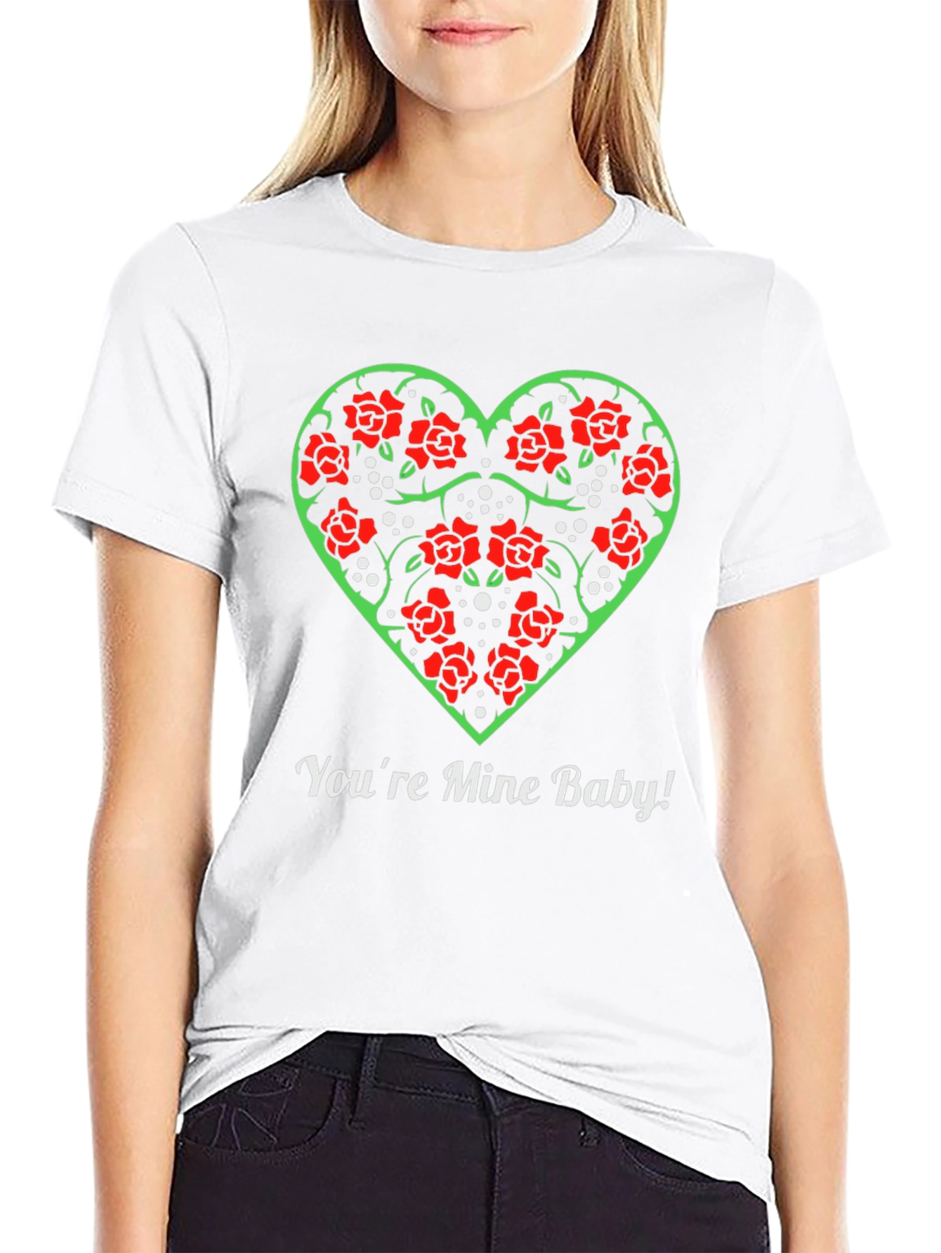 Rose Heart Valentines Day T-Shirt - Youre Mine Baby!