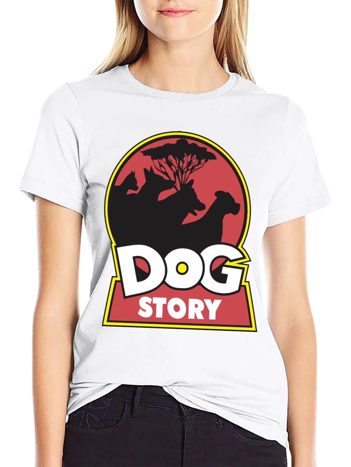 Dog Story Graphic Tee - Black Cotton Blend