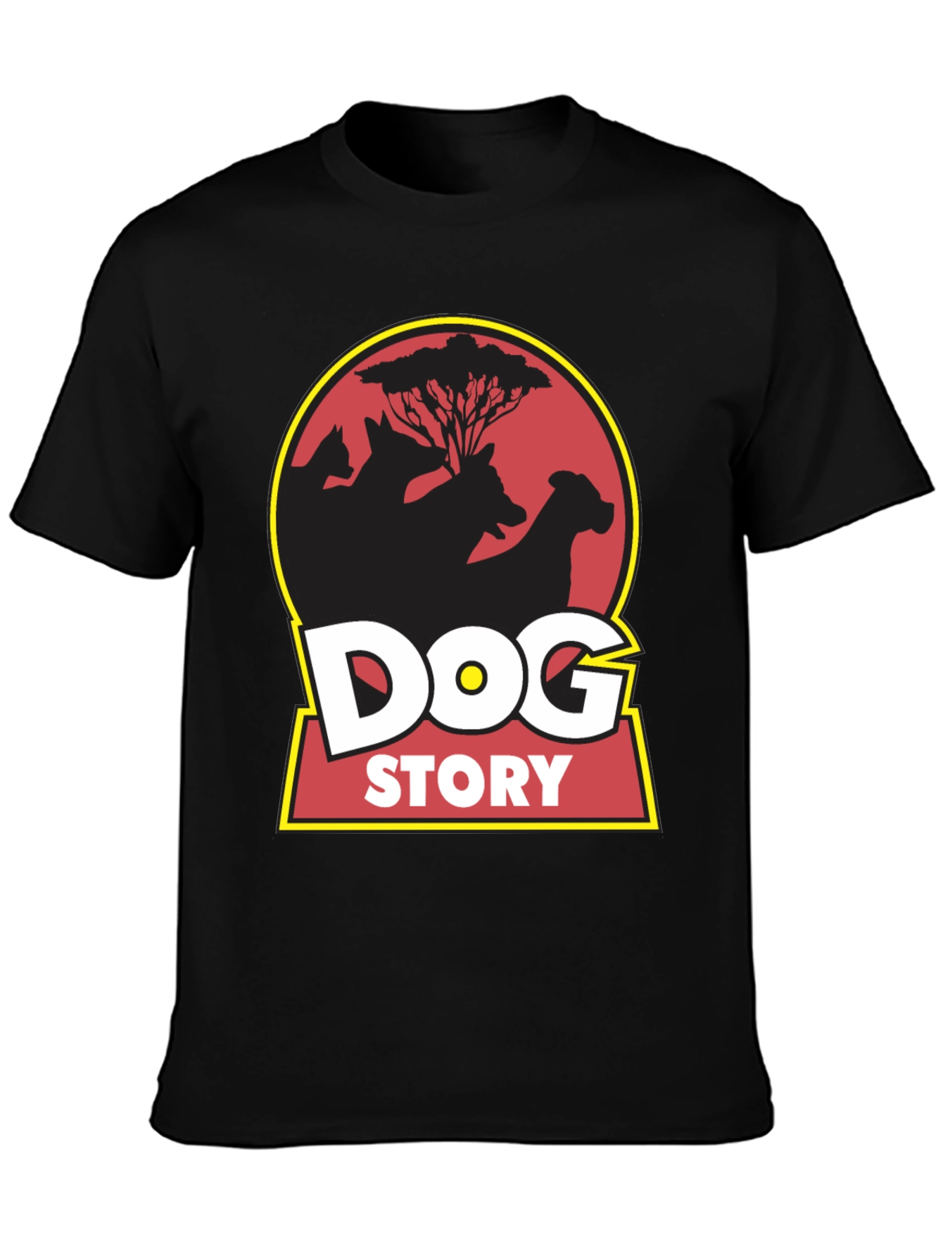 Dog Story Graphic Tee - Black Cotton Blend