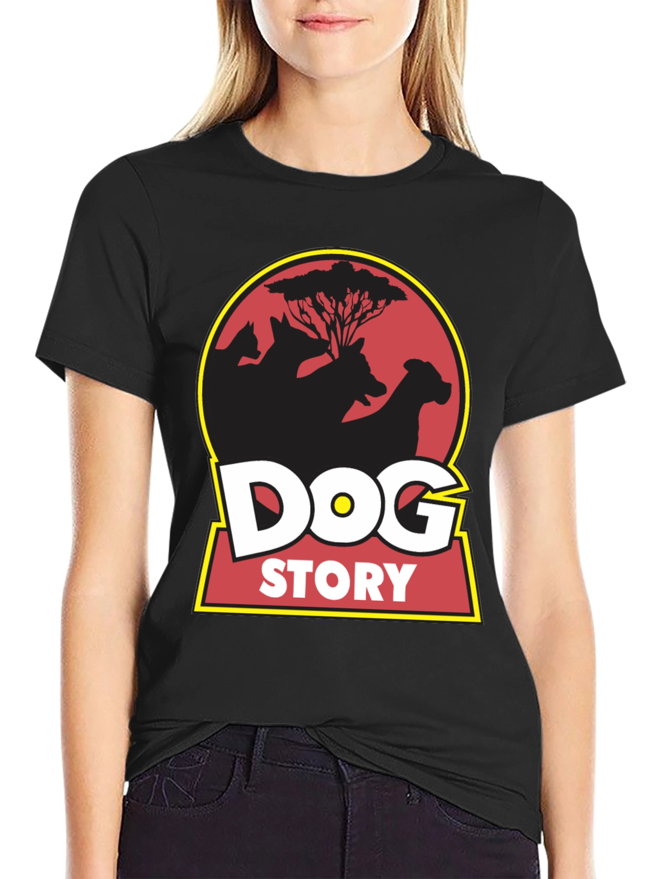 Dog Story Graphic Tee - Black Cotton Blend