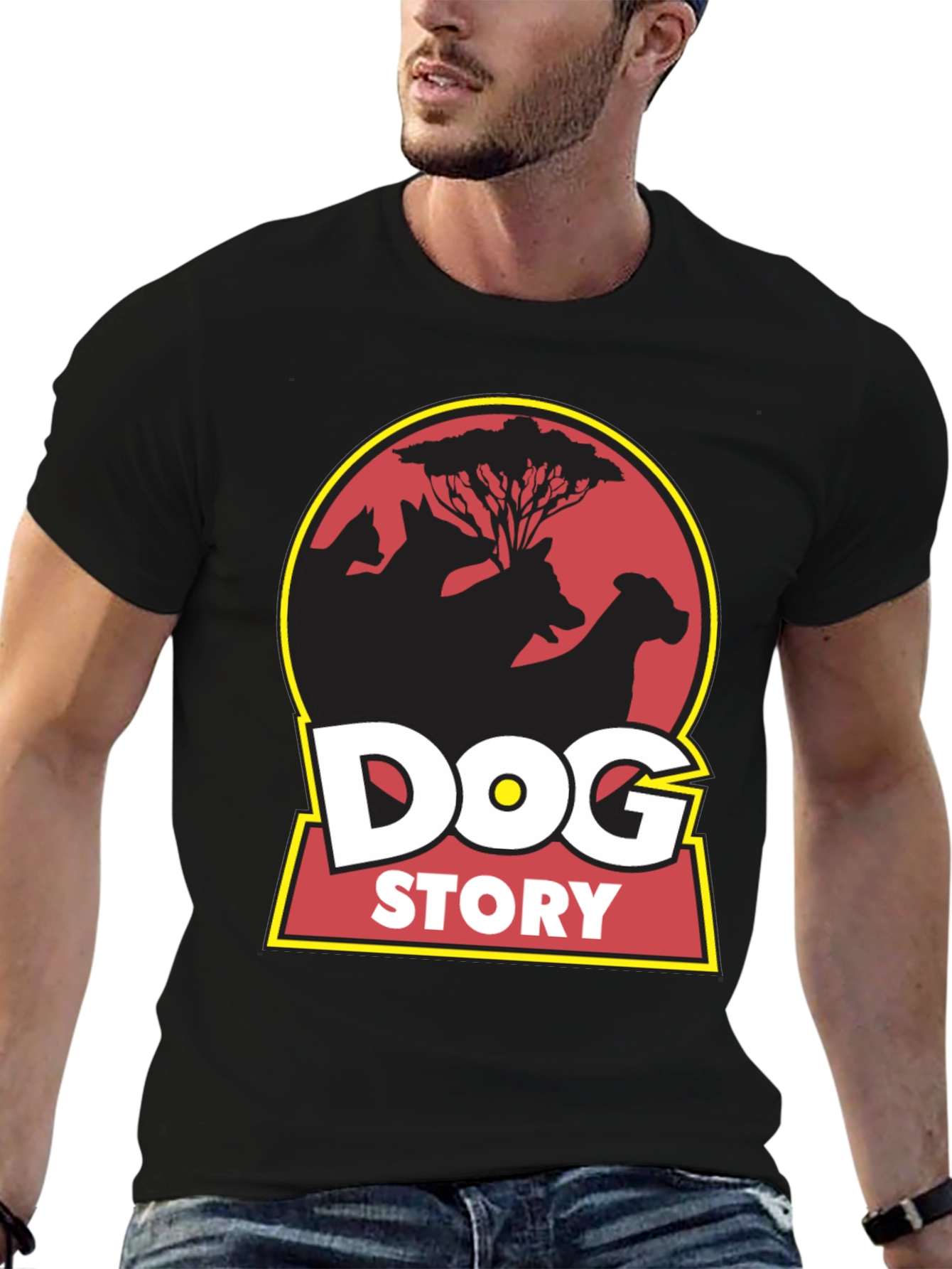 Dog Story Graphic Tee - Black Cotton Blend