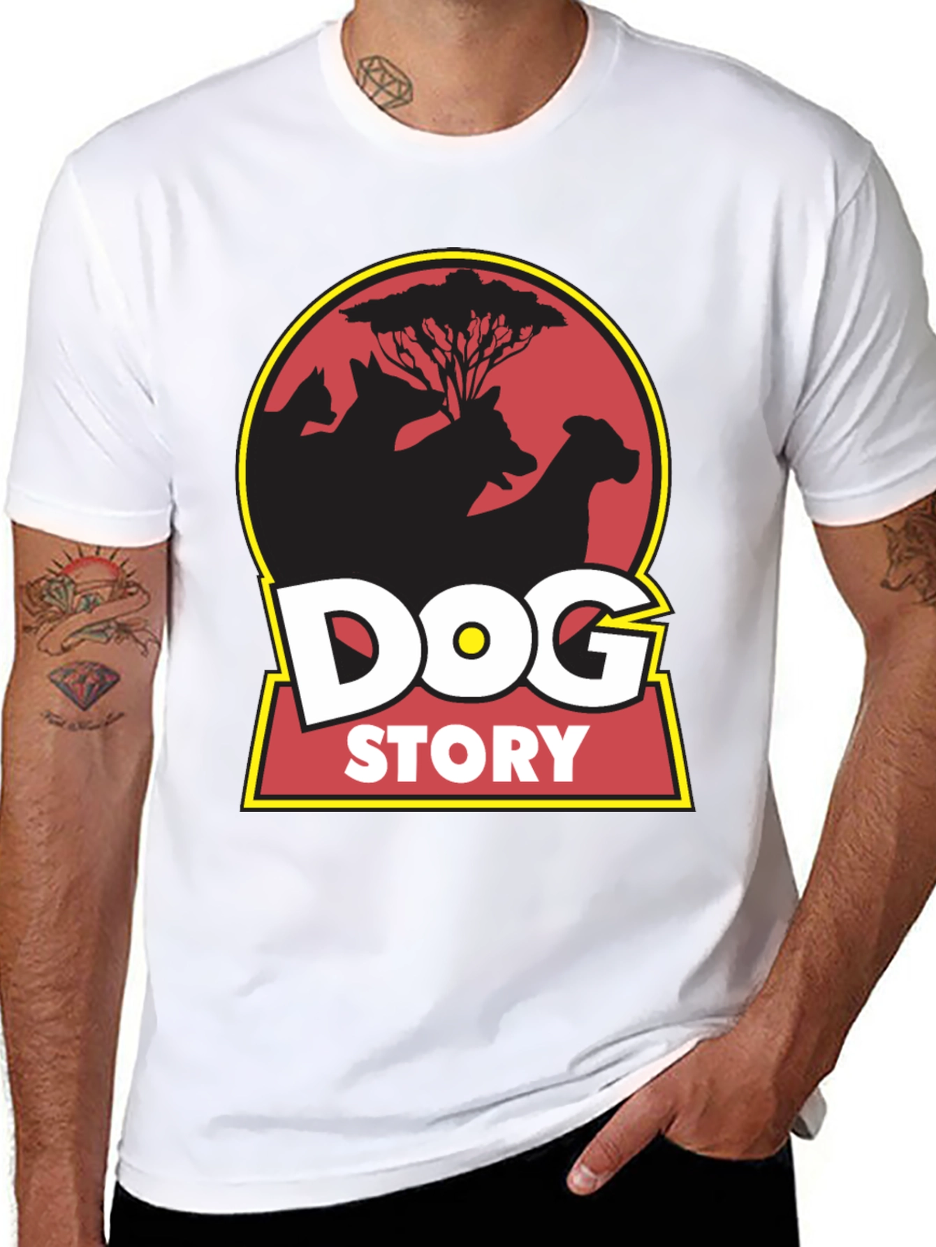 Dog Story Graphic Tee - Black Cotton Blend