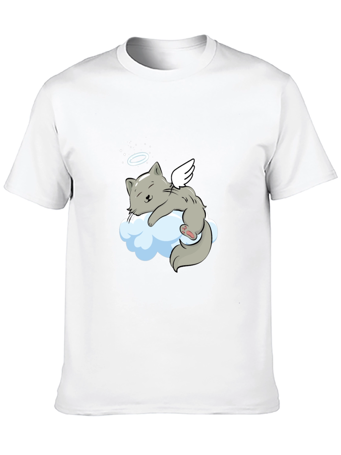 Angel Cat Cloud T-Shirt -  Comfy Black Tee