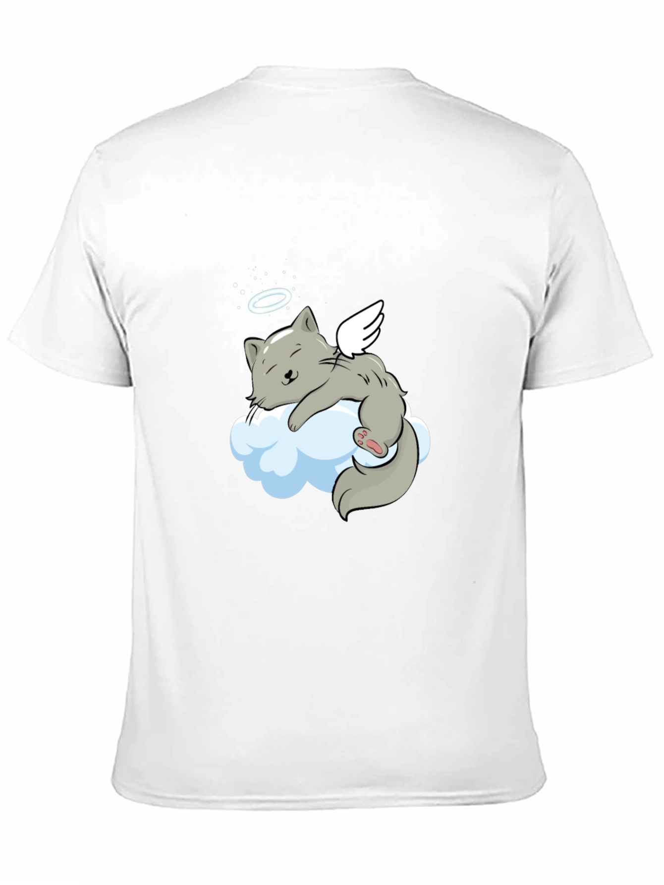 Angel Cat Cloud T-Shirt -  Comfy Black Tee