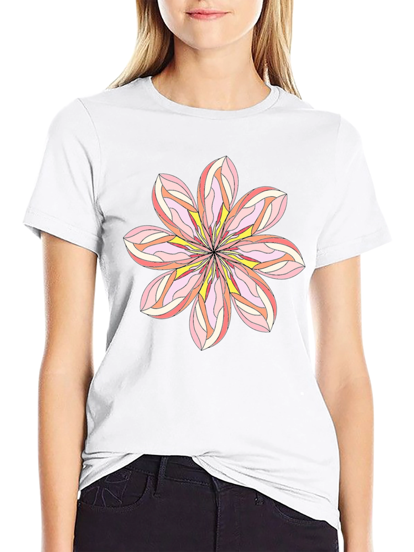 Floral Graphic Tee - Black Cotton Blend