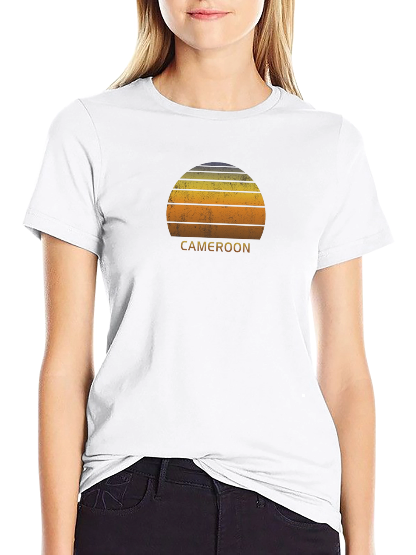 Cameroon Sunset Graphic Tee - Black Cotton T-Shirt