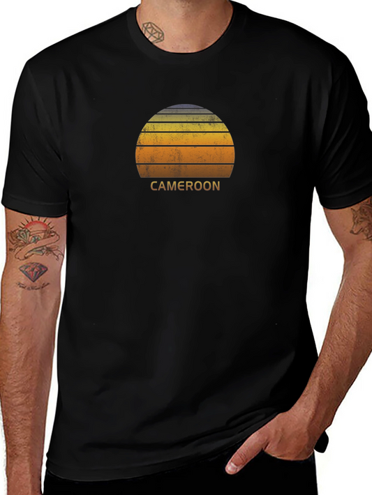 Cameroon Sunset Graphic Tee - Black Cotton T-Shirt