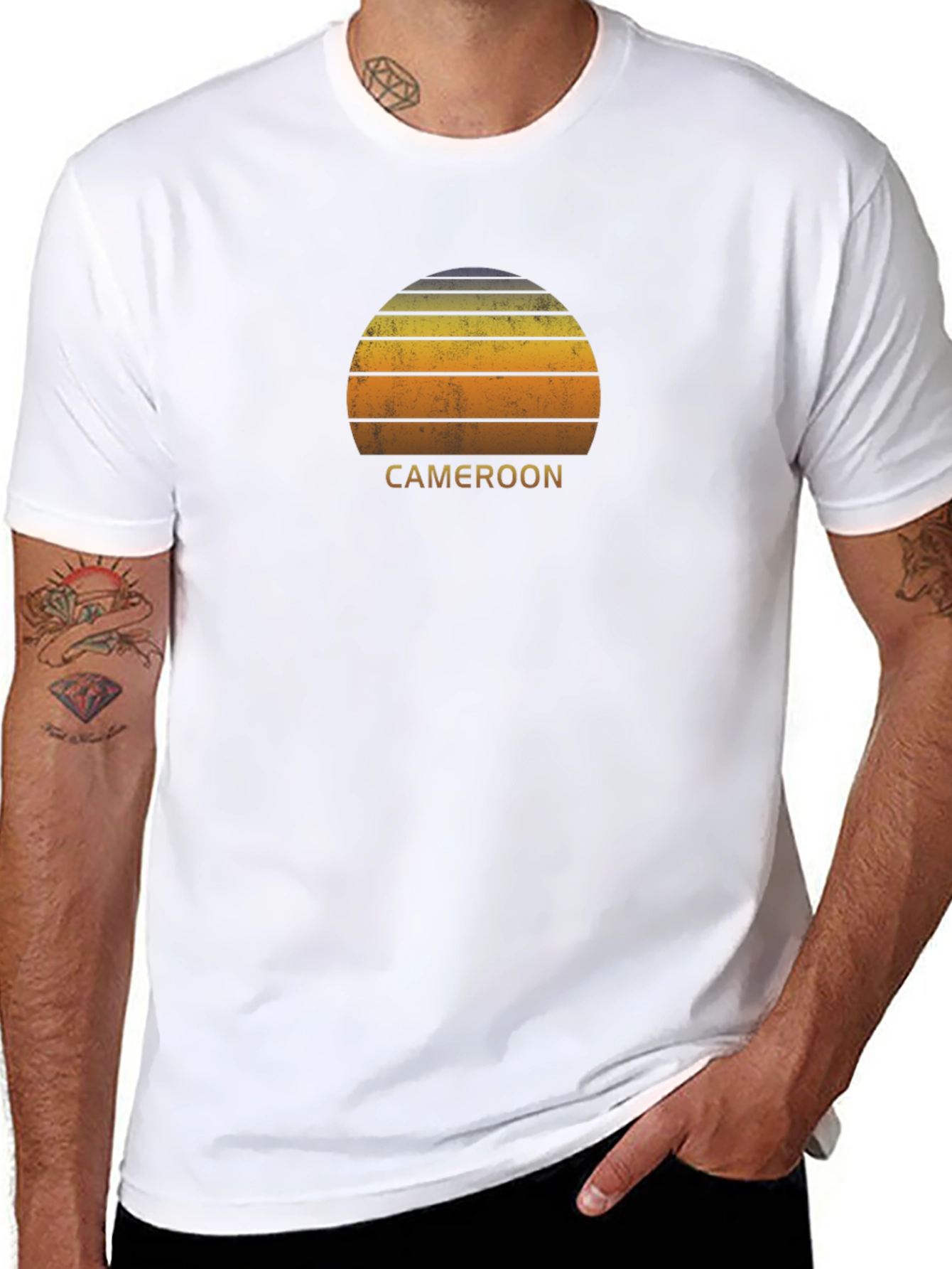 Cameroon Sunset Graphic Tee - Black Cotton T-Shirt