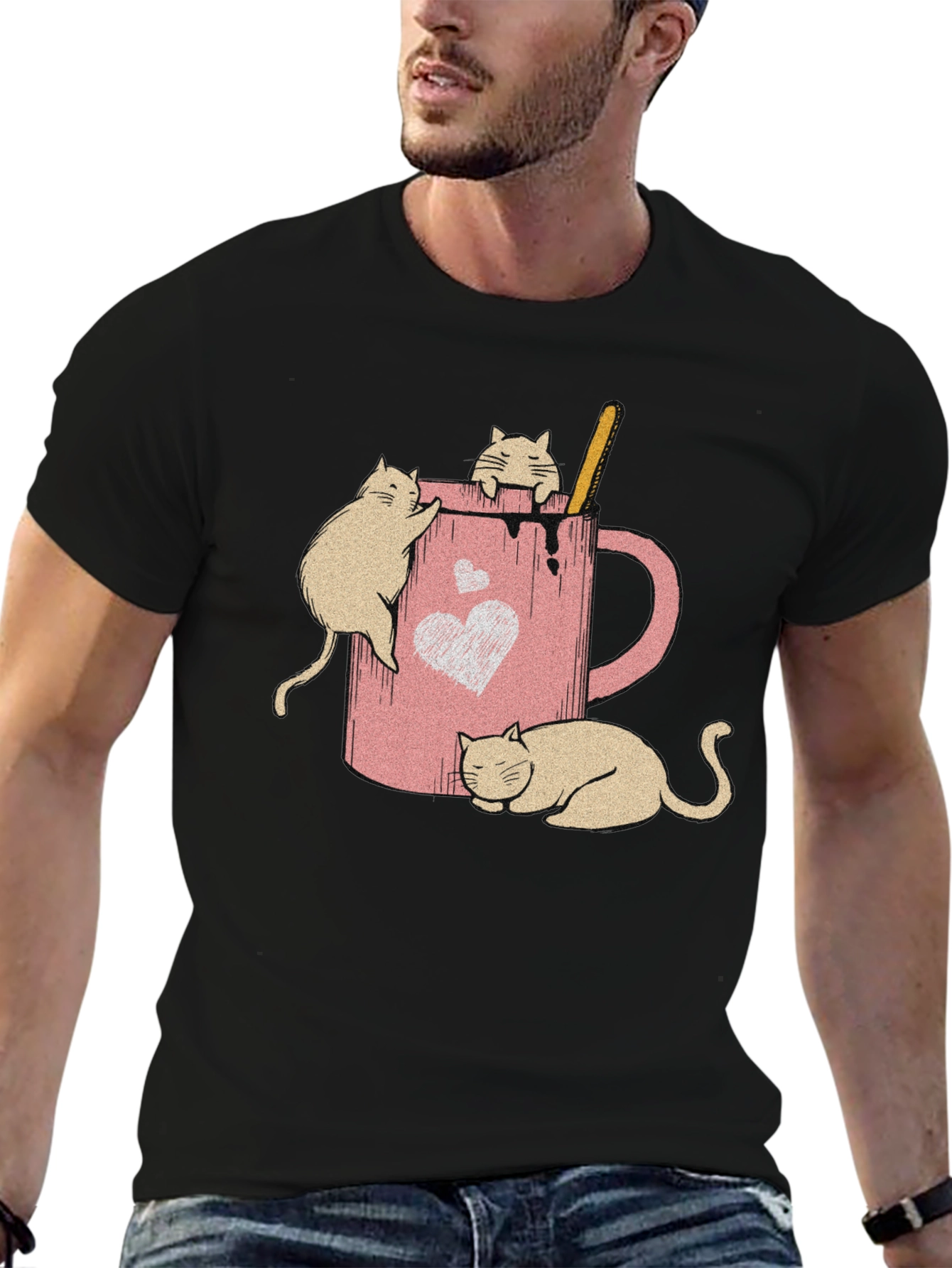 Cat Cocoa Black T-Shirt