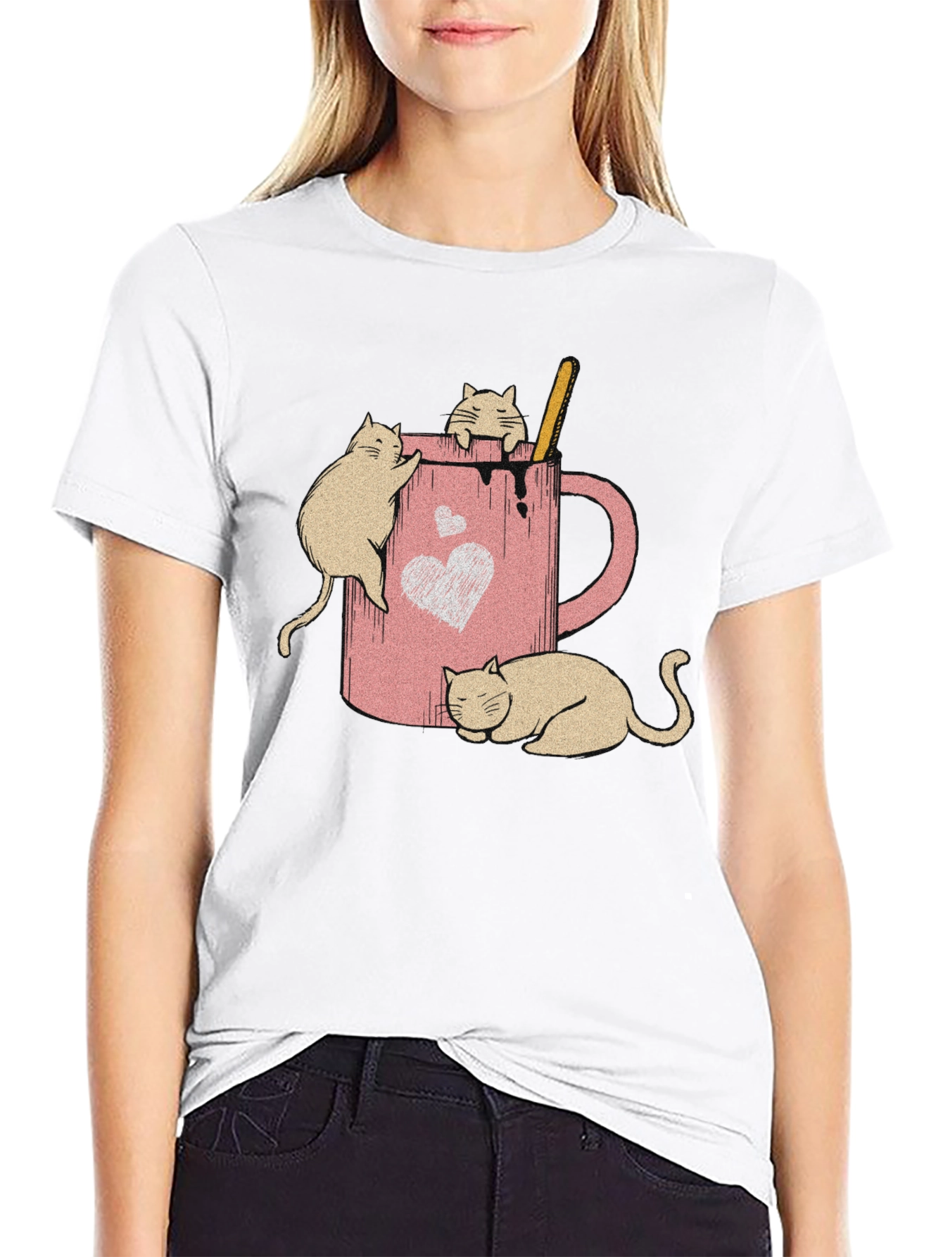 Cat Cocoa Black T-Shirt