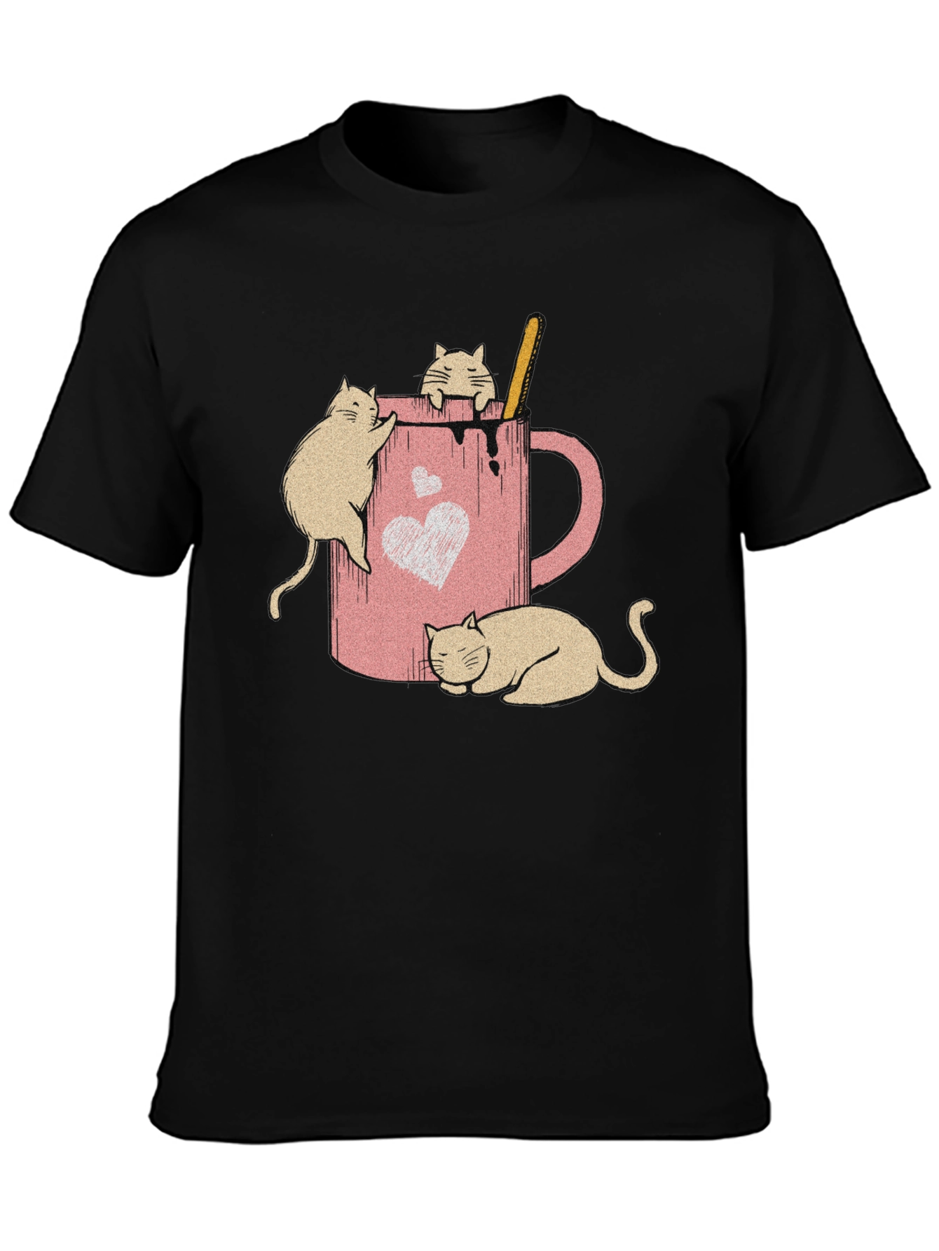 Cat Cocoa Black T-Shirt