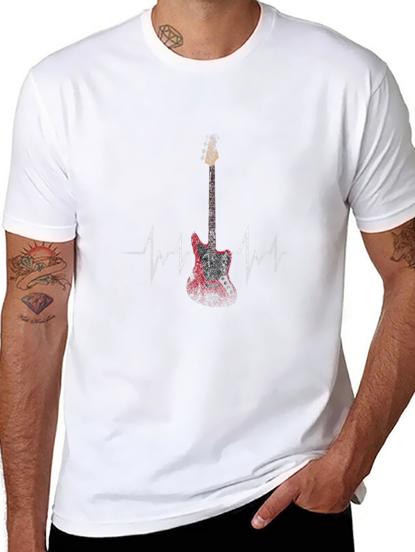 Guitar Heartbeat Graphic Tee - Rock Music T-Shirt