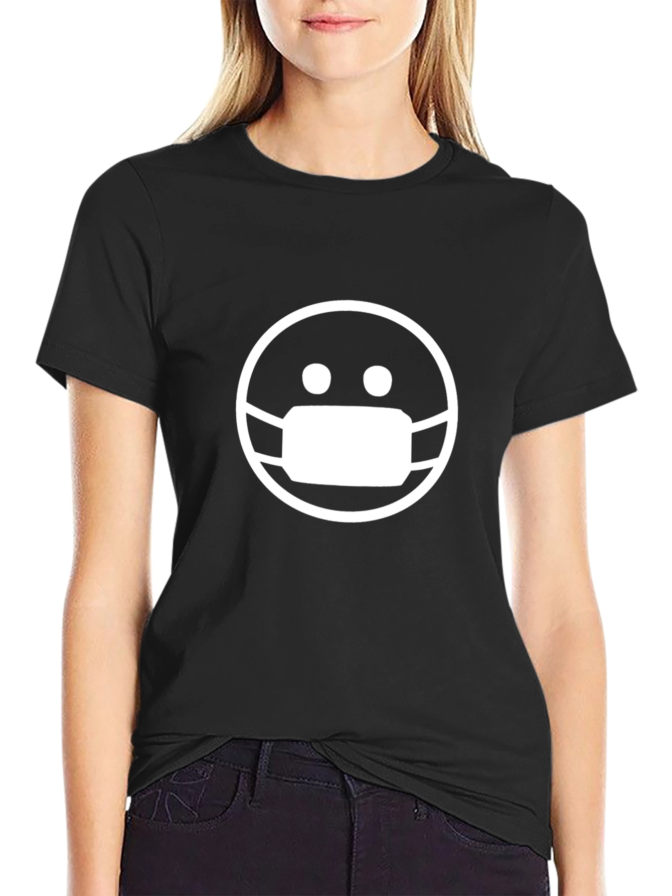 Masked Face Graphic Tee - Stylish Comfort
