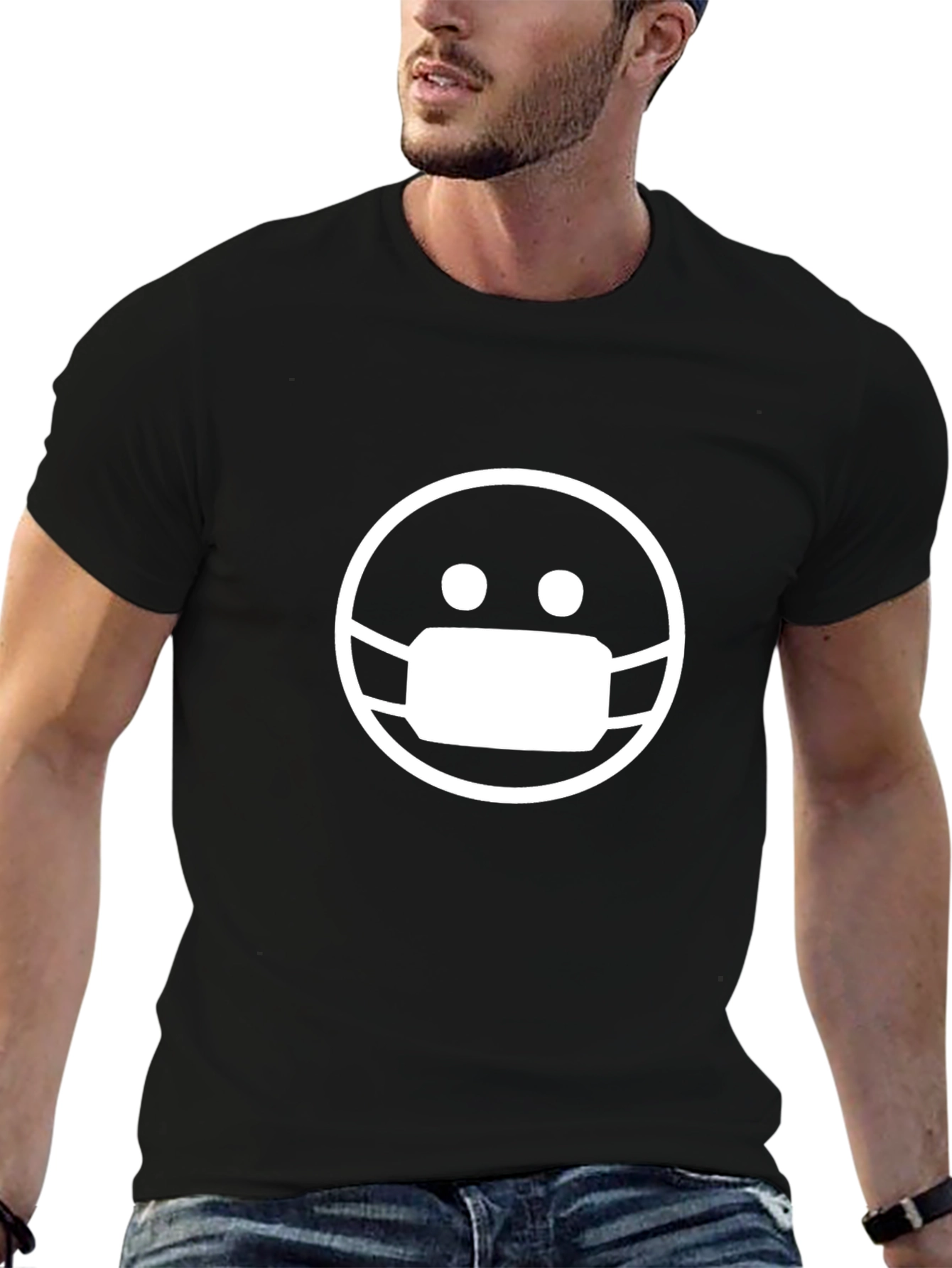 Masked Face Graphic Tee - Stylish Comfort