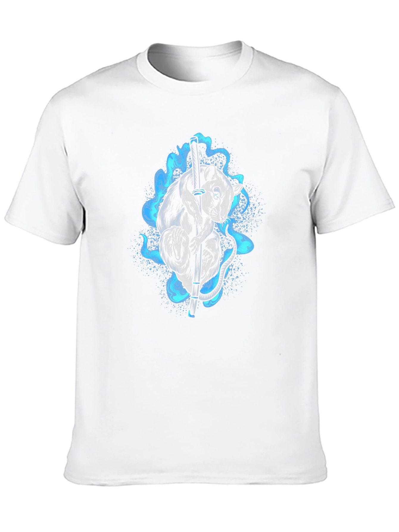 Ninja Rat T-Shirt - Katana & Blue Flame