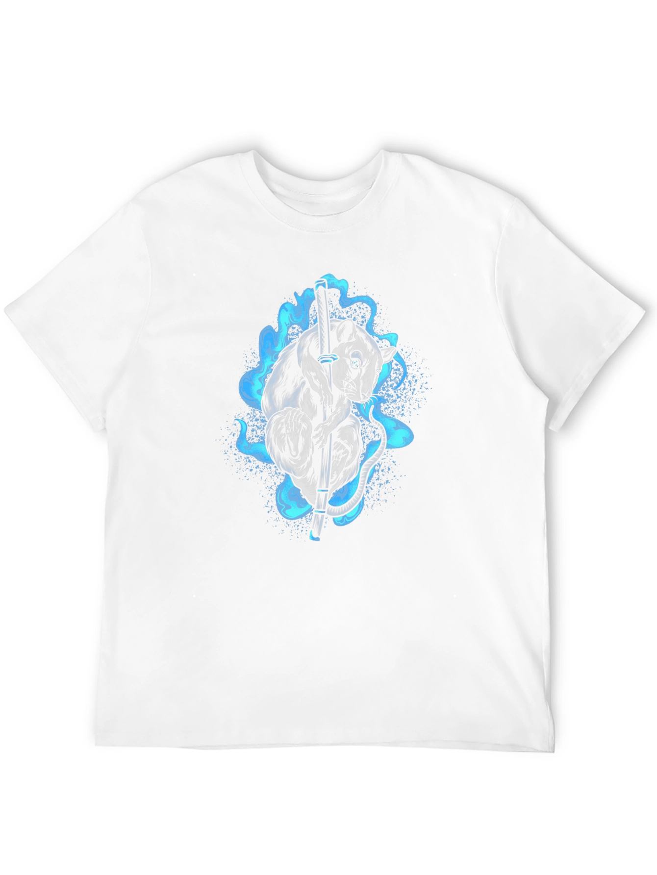 Ninja Rat T-Shirt - Katana & Blue Flame