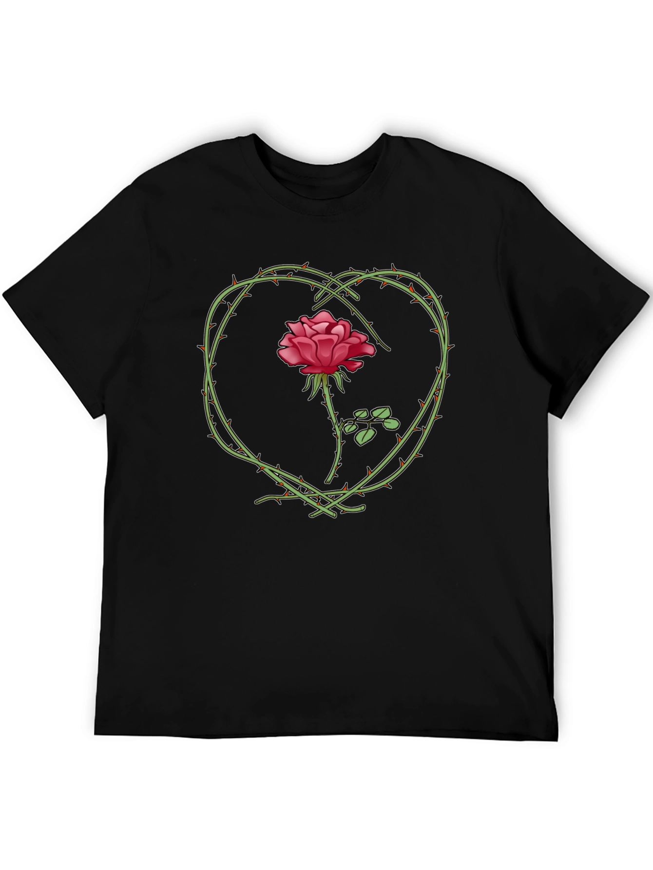 Rose Heart Graphic Tee - Black T-Shirt