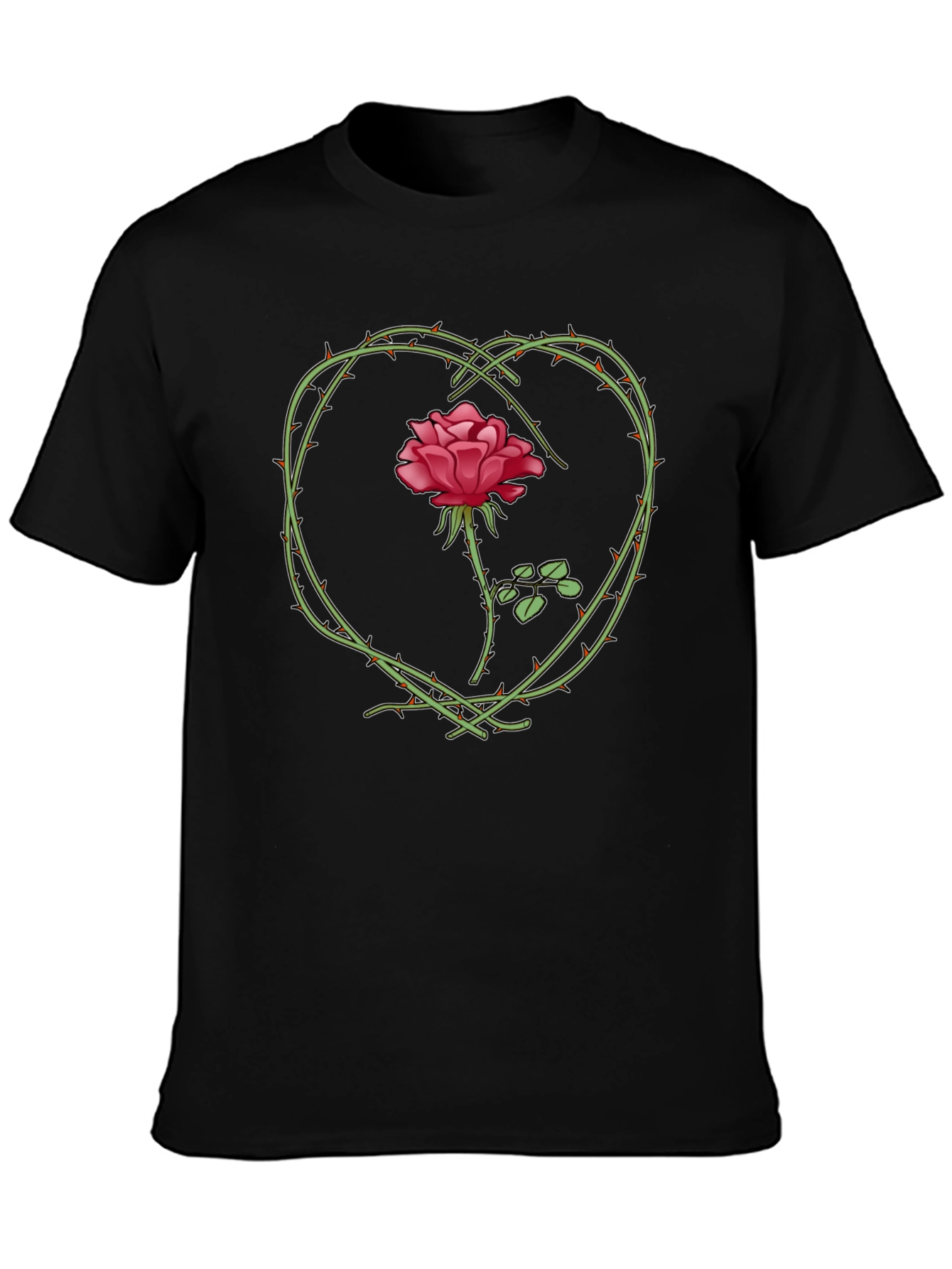 Rose Heart Graphic Tee - Black T-Shirt