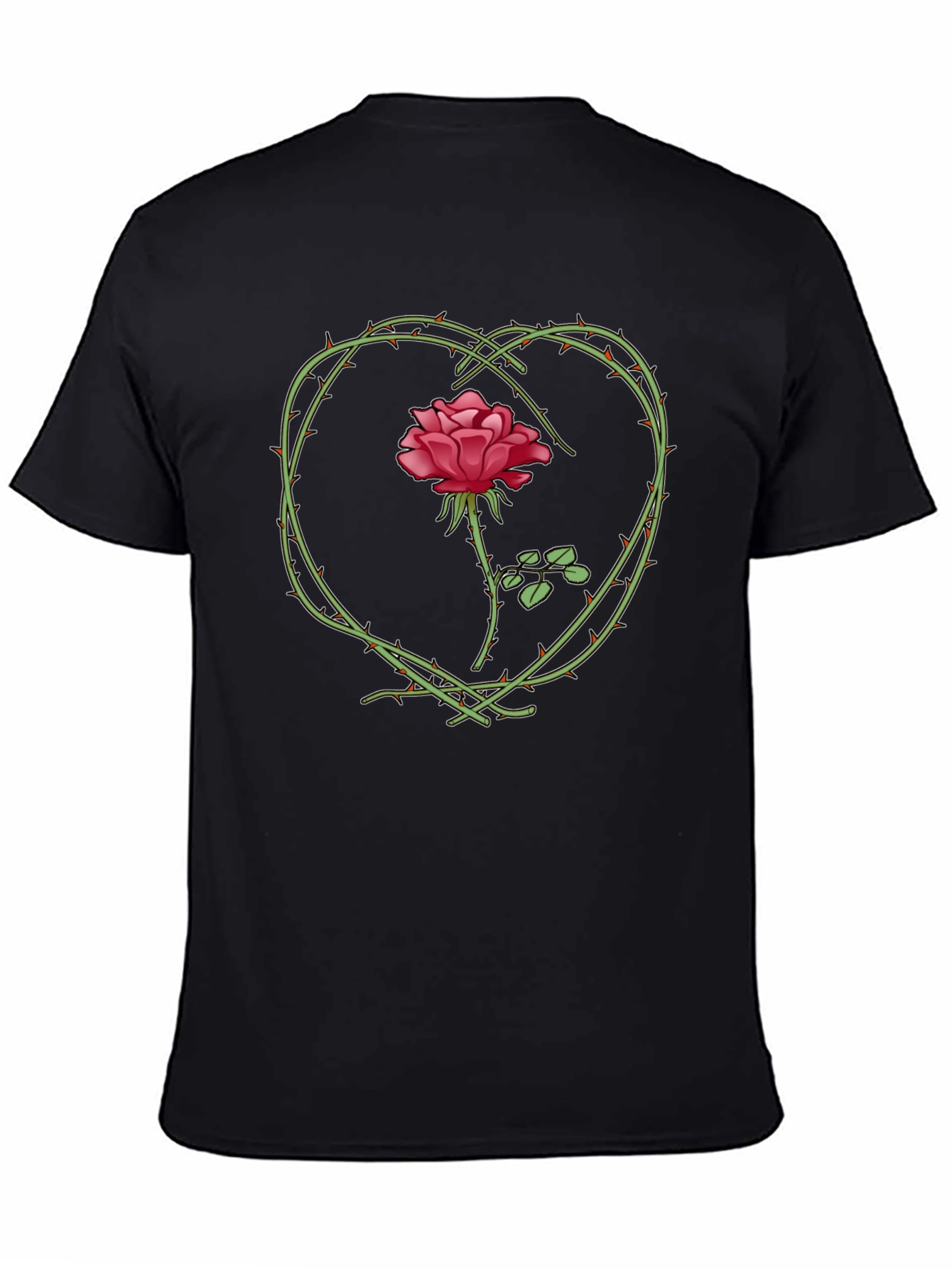 Rose Heart Graphic Tee - Black T-Shirt