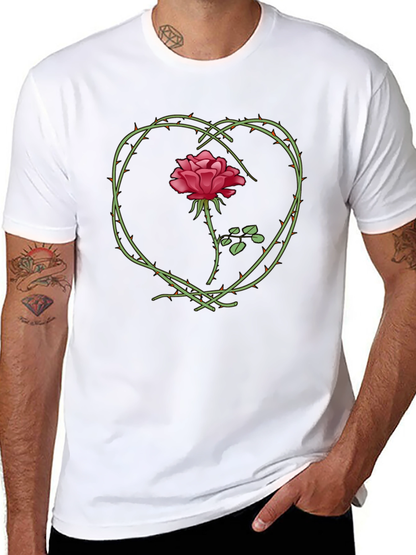 Rose Heart Graphic Tee - Black T-Shirt