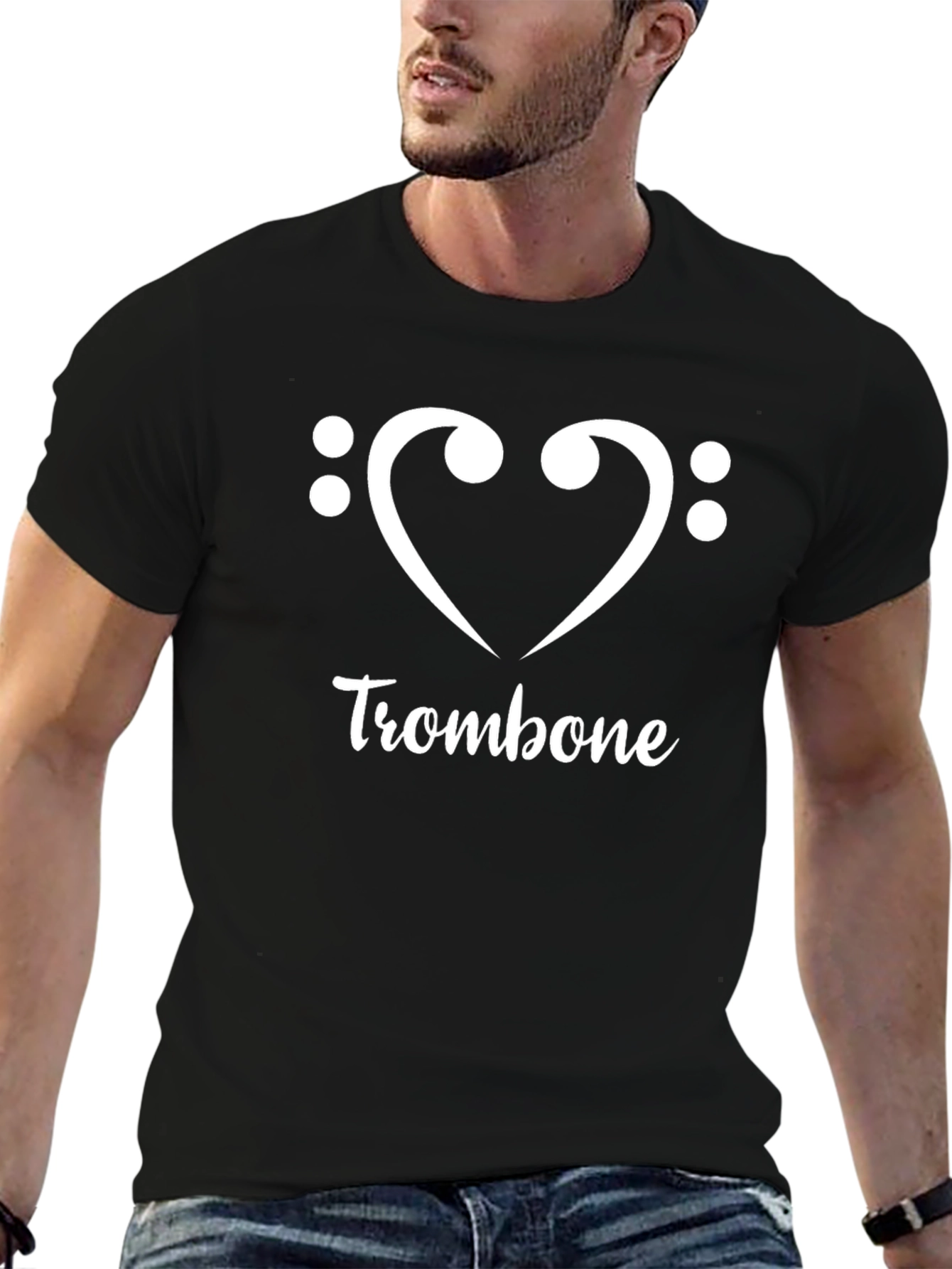 Trombone Heart Graphic Tee - Music Lover T-Shirt