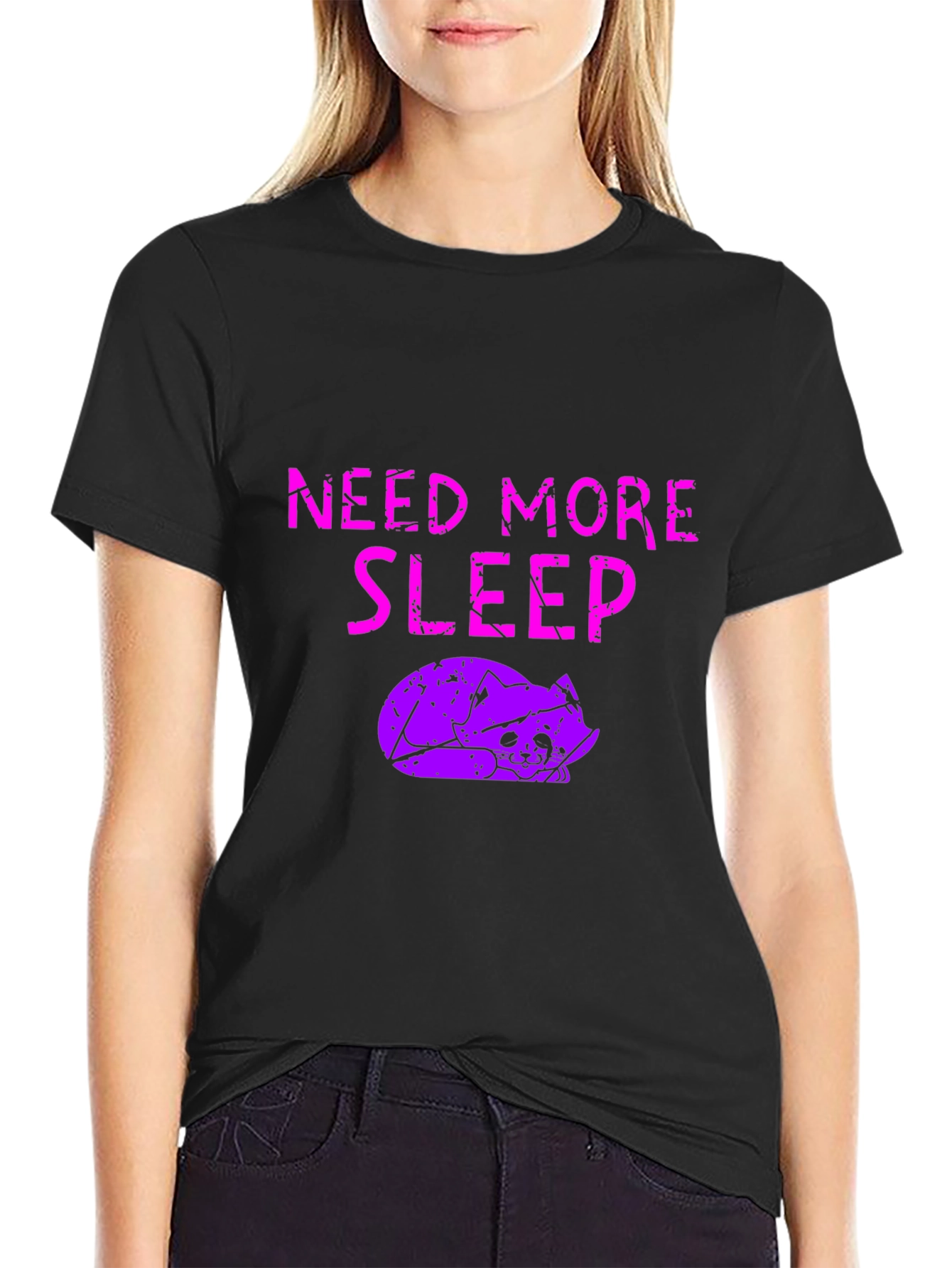 Need More Sleep T-Shirt - Funny Cat Graphic