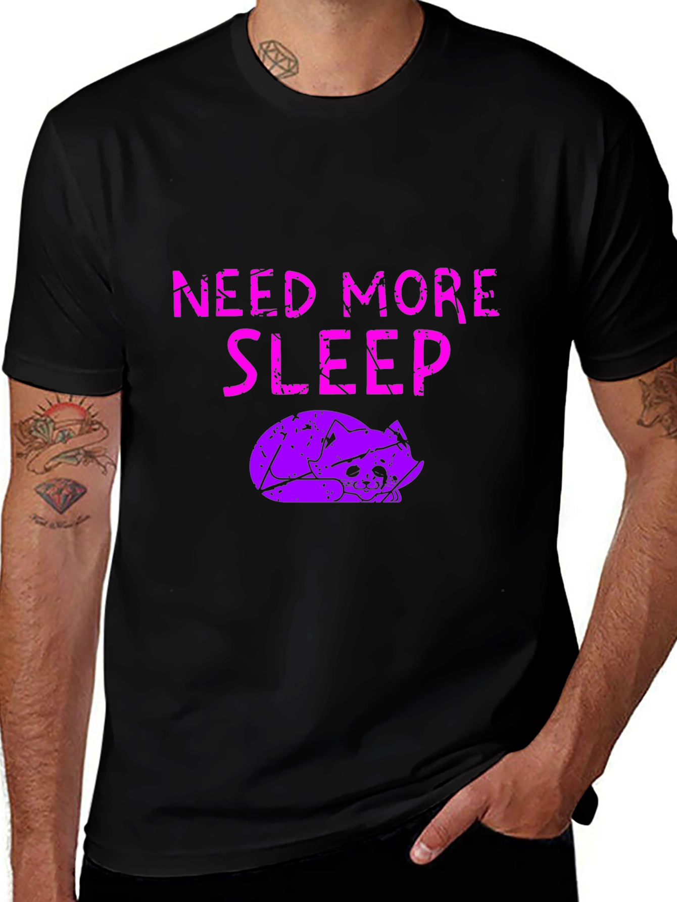 Need More Sleep T-Shirt - Funny Cat Graphic