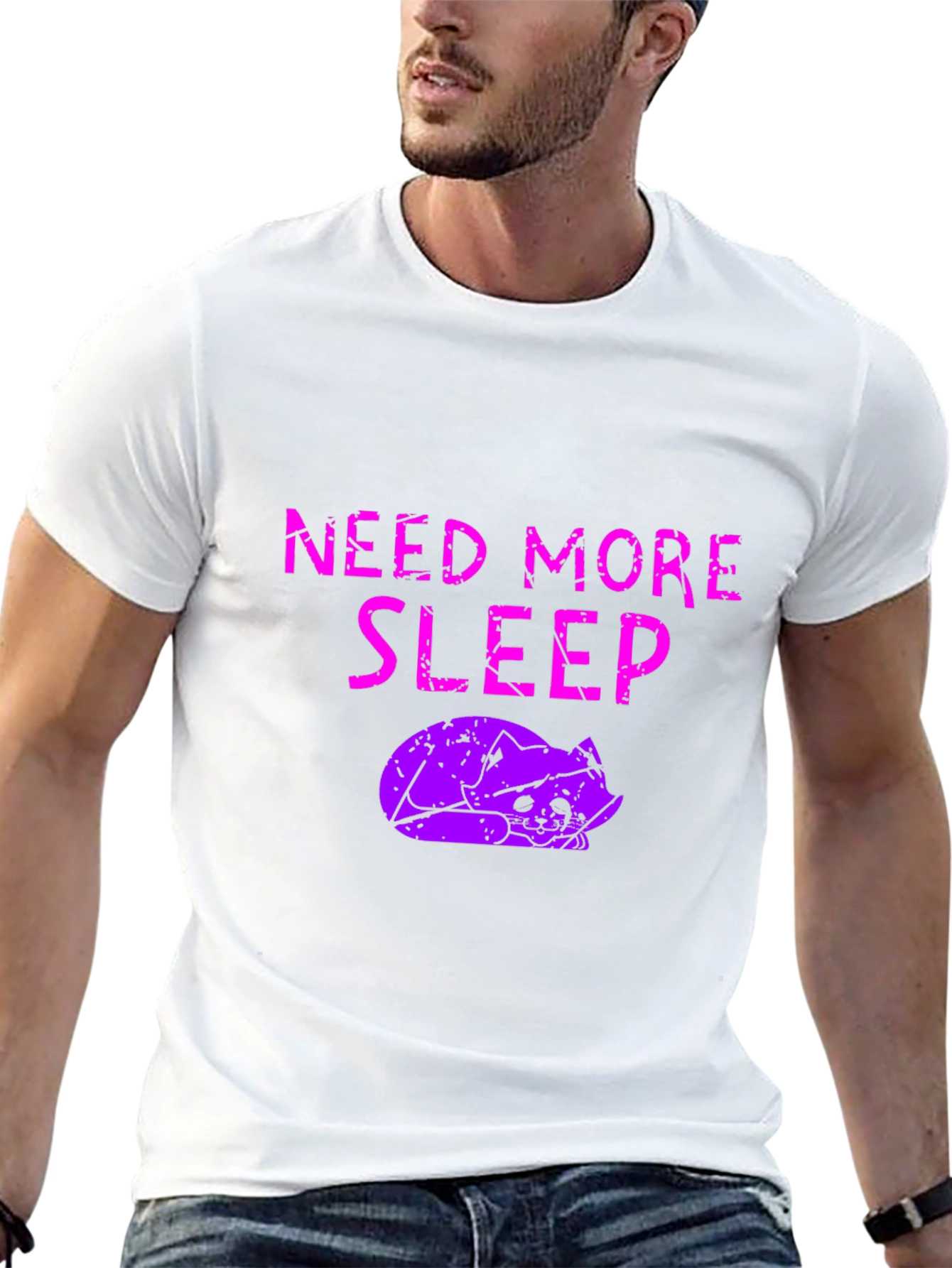 Need More Sleep T-Shirt - Funny Cat Graphic