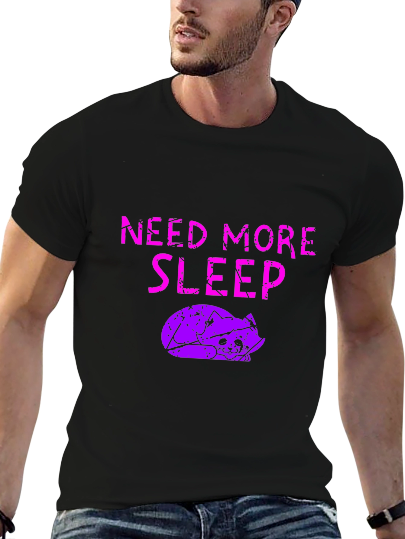 Need More Sleep T-Shirt - Funny Cat Graphic