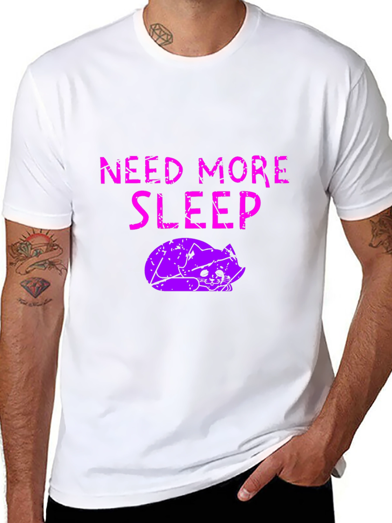 Need More Sleep T-Shirt - Funny Cat Graphic