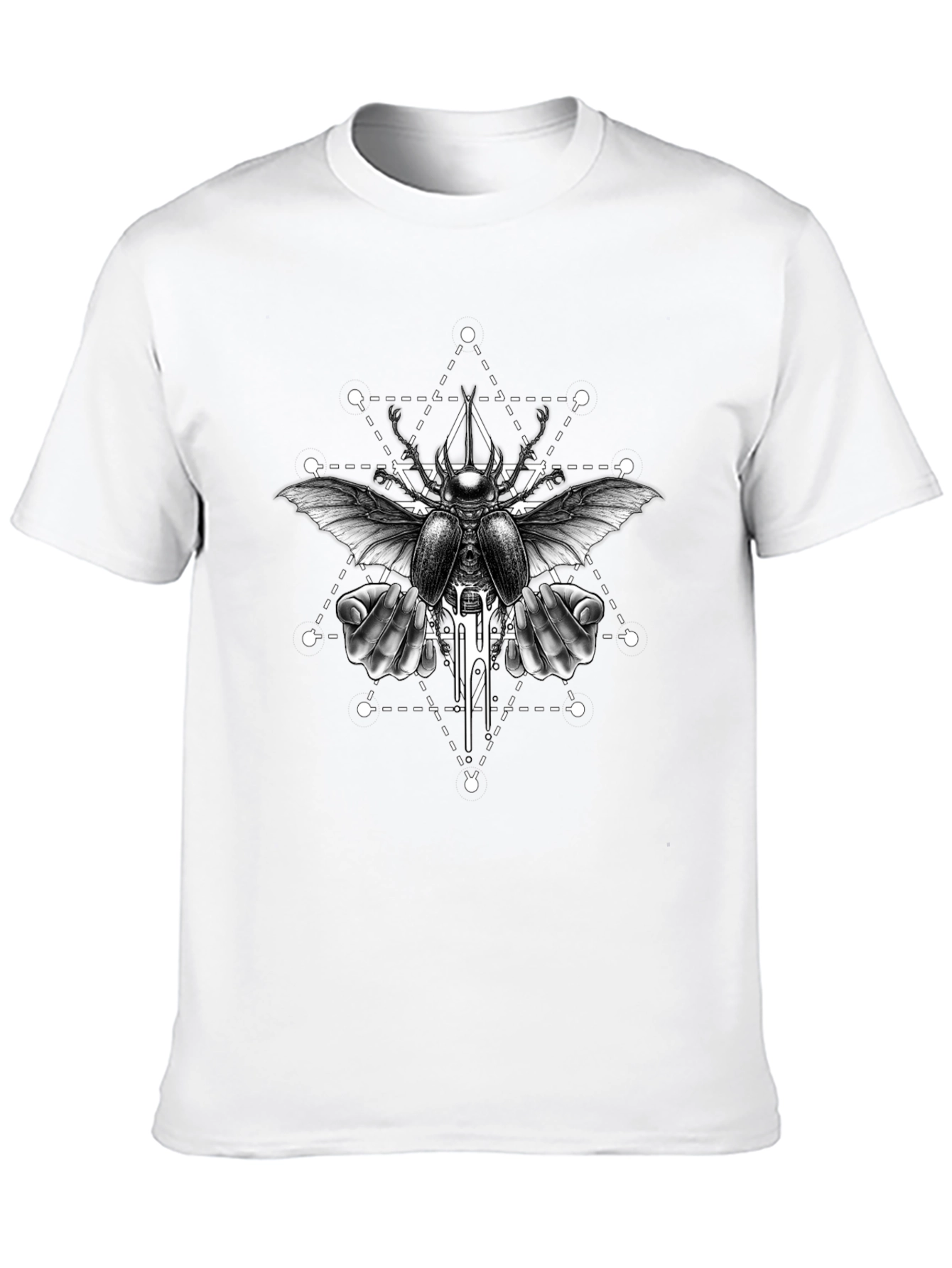 Geometric Beetle Graphic Tee - Black