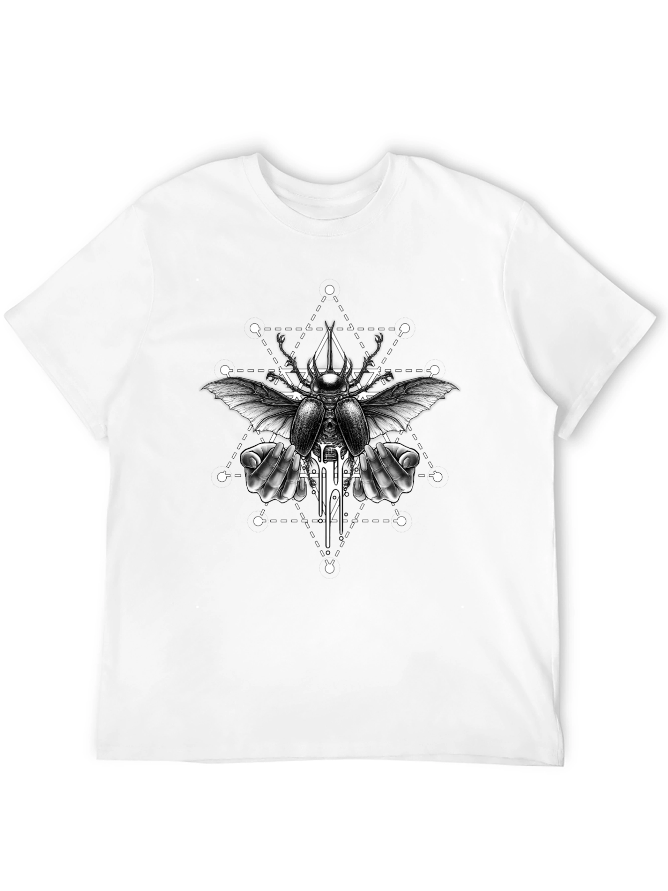 Geometric Beetle Graphic Tee - Black