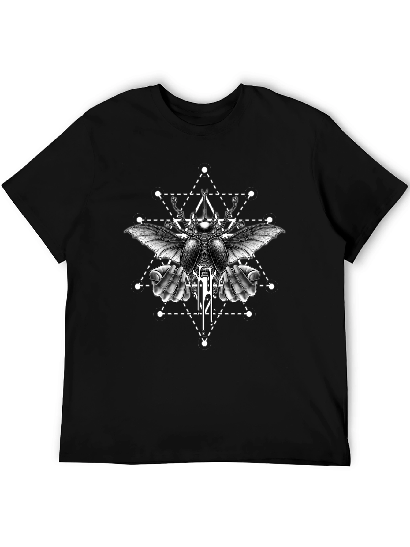 Geometric Beetle Graphic Tee - Black
