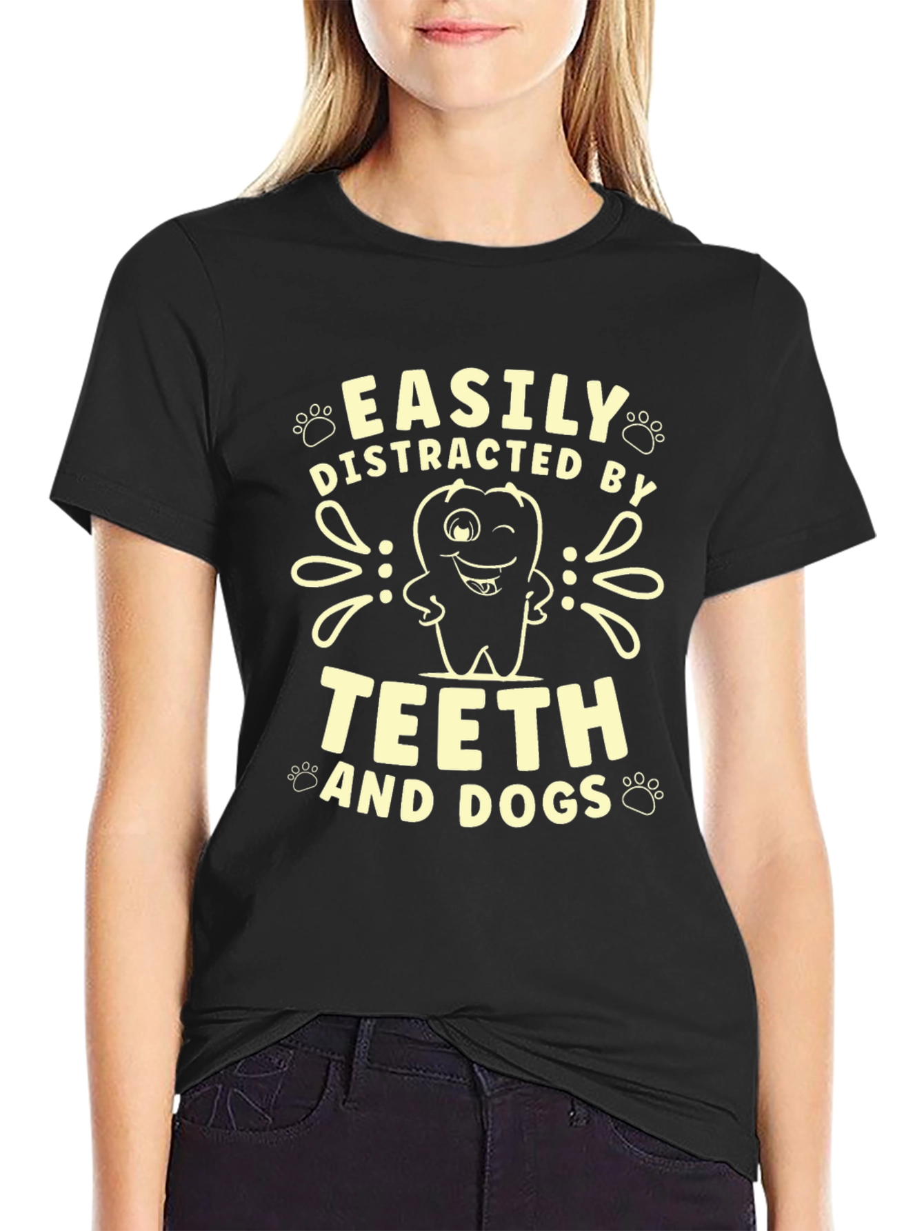 Easily Distracted By Teeth and Dogs Graphic T-Shirt