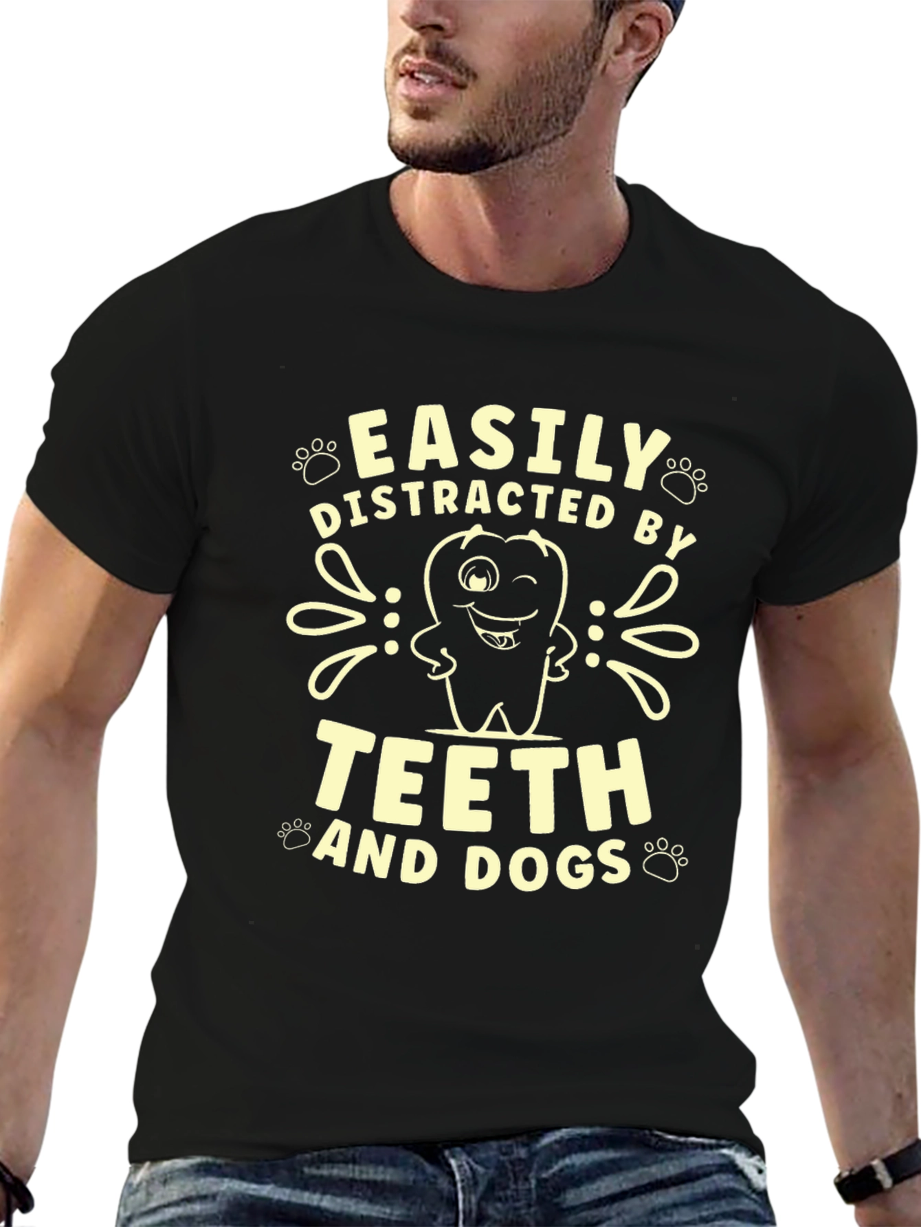 Easily Distracted By Teeth and Dogs Graphic T-Shirt