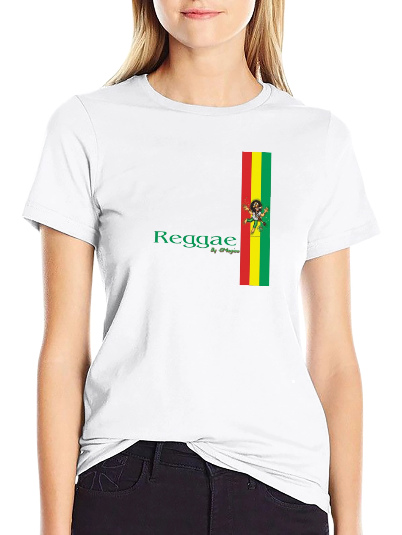 Reggae Black T-Shirt with Stripe