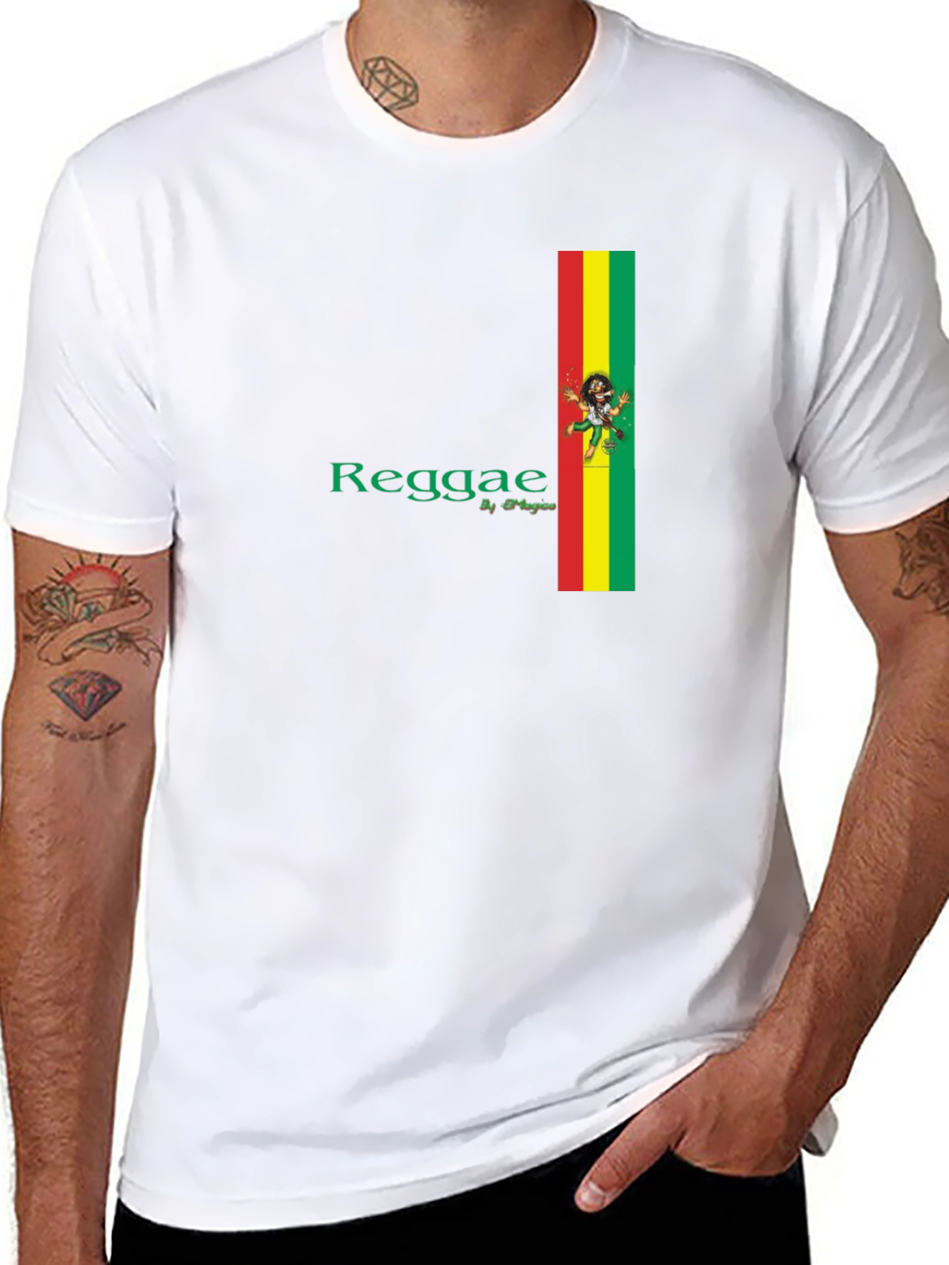 Reggae Black T-Shirt with Stripe