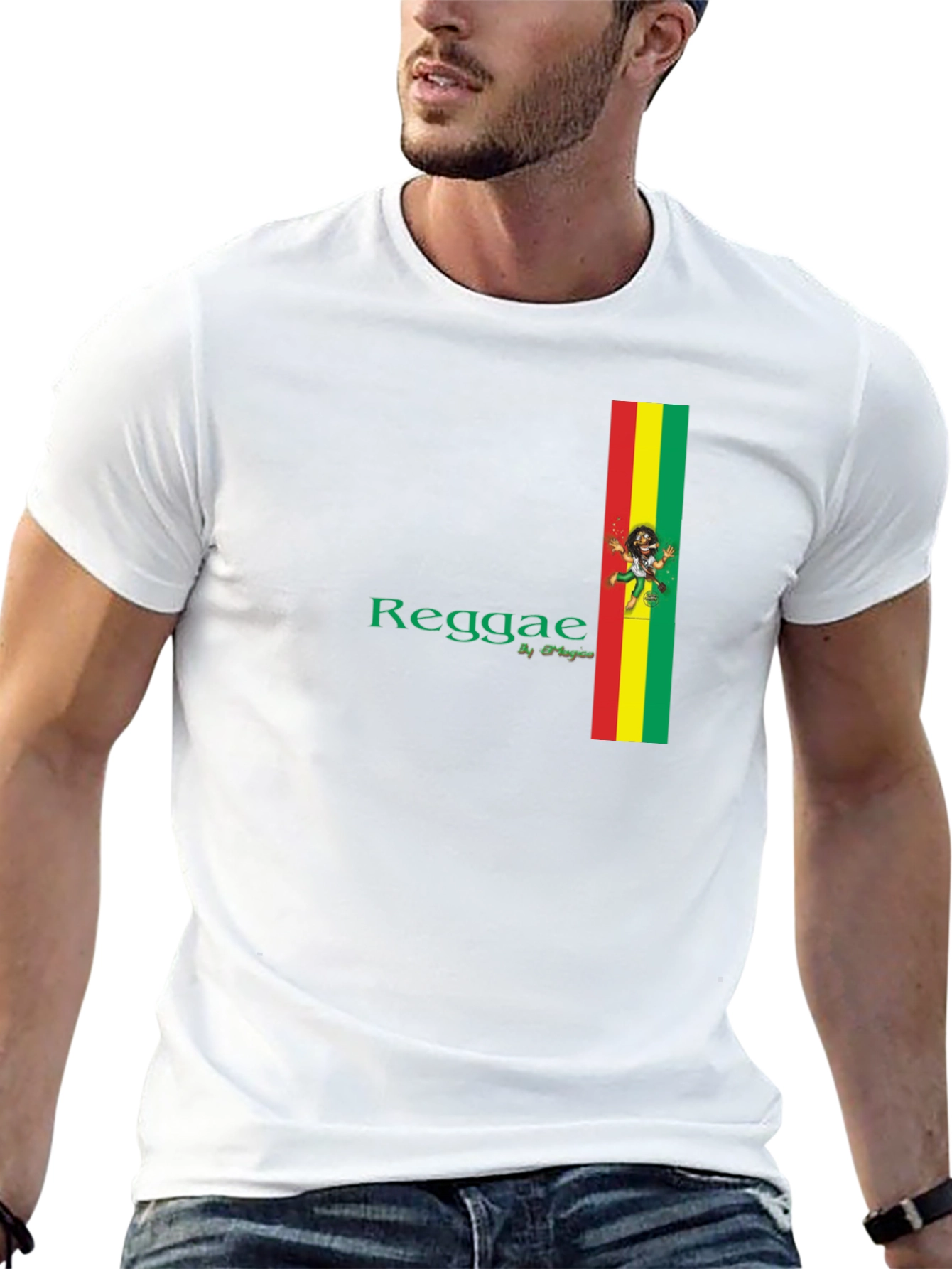 Reggae Black T-Shirt with Stripe