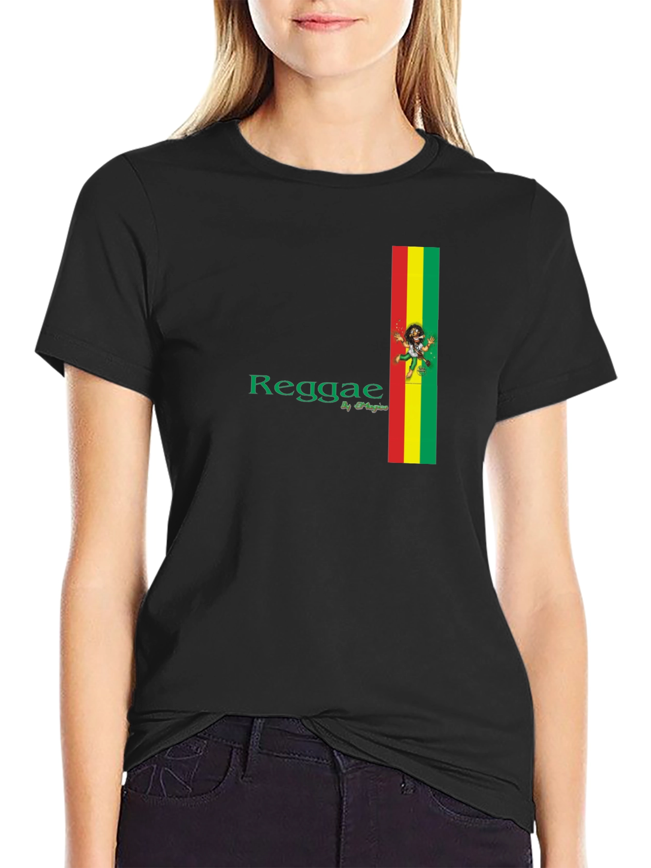 Reggae Black T-Shirt with Stripe
