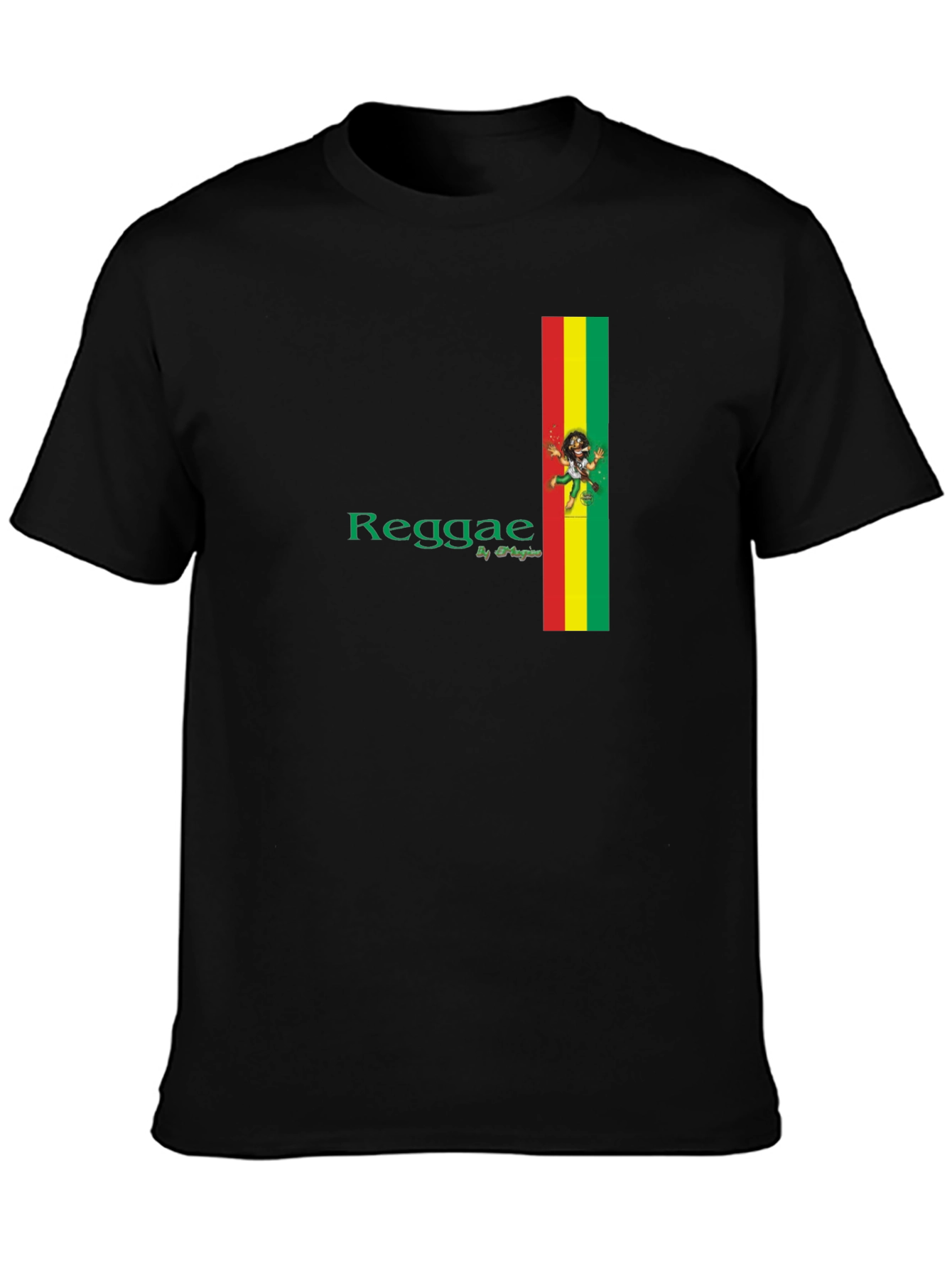 Reggae Black T-Shirt with Stripe