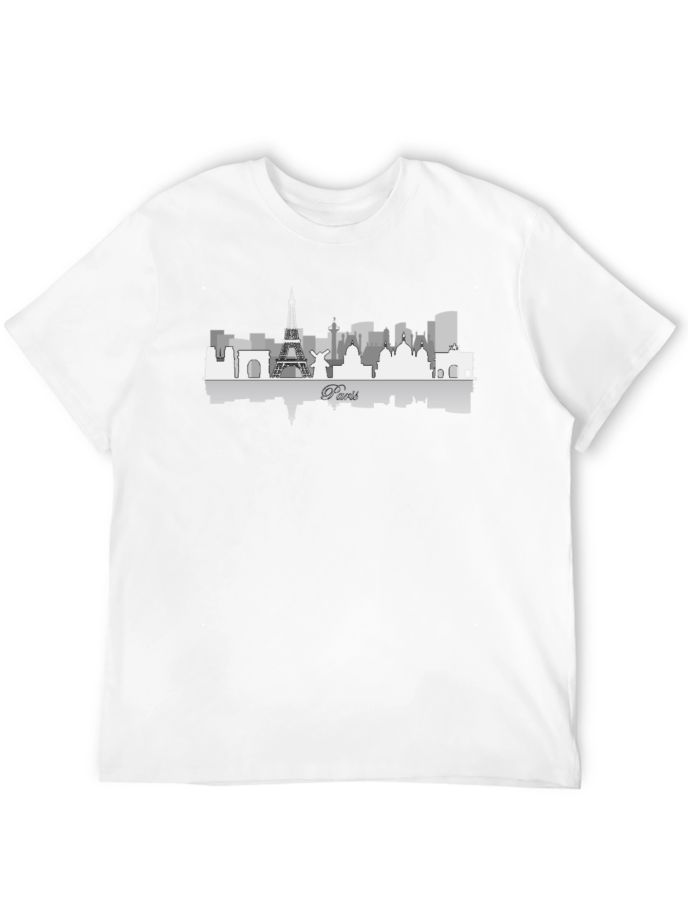 Paris Skyline Graphic Tee - Black Cotton Blend T-Shirt