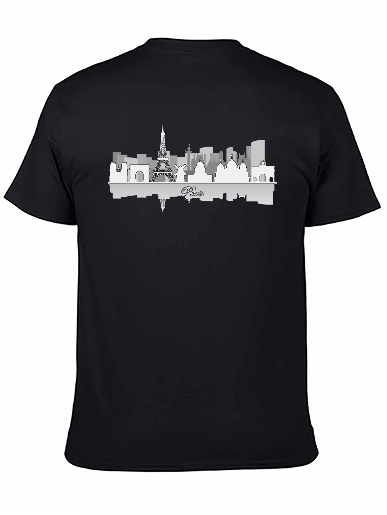 Paris Skyline Graphic Tee - Black Cotton Blend T-Shirt