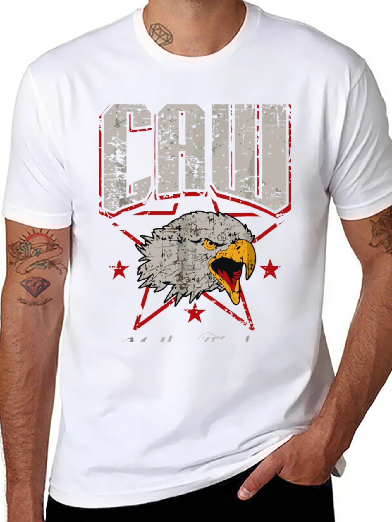 CAW Eagle Graphic Print Black T-Shirt