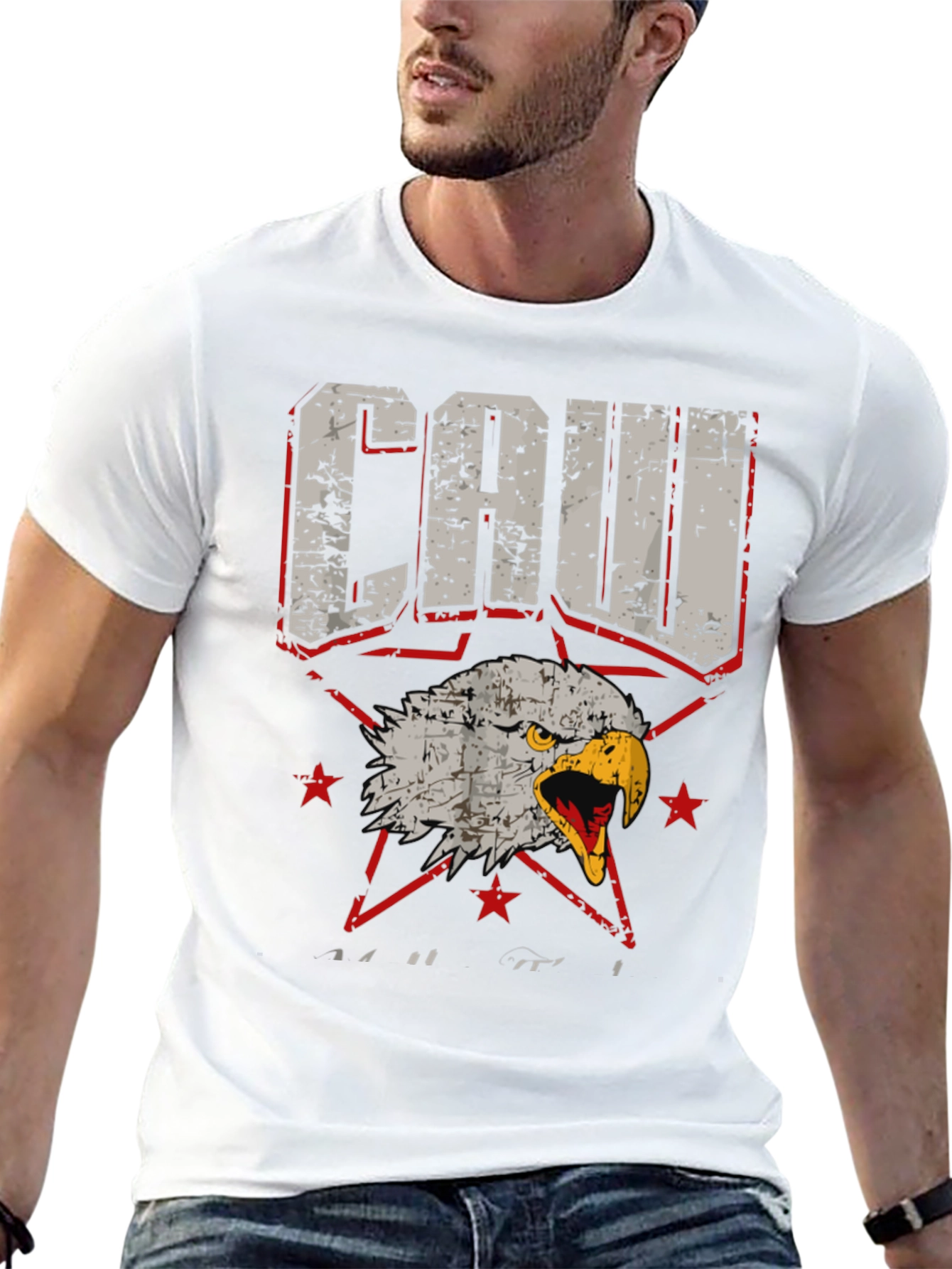 CAW Eagle Graphic Print Black T-Shirt